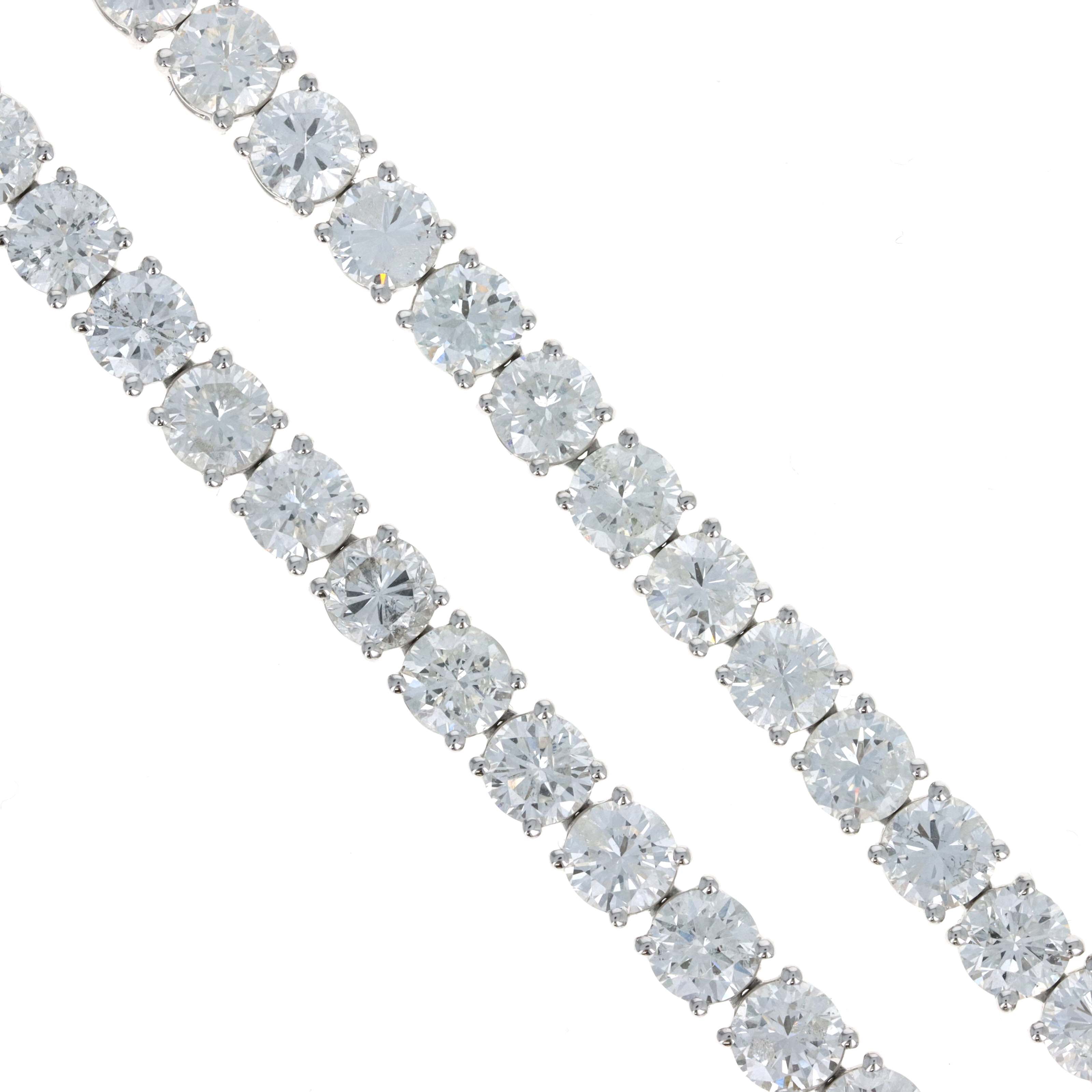 Platinum 29.41 Carat Round Diamond Tennis Necklace - Replica Handbags