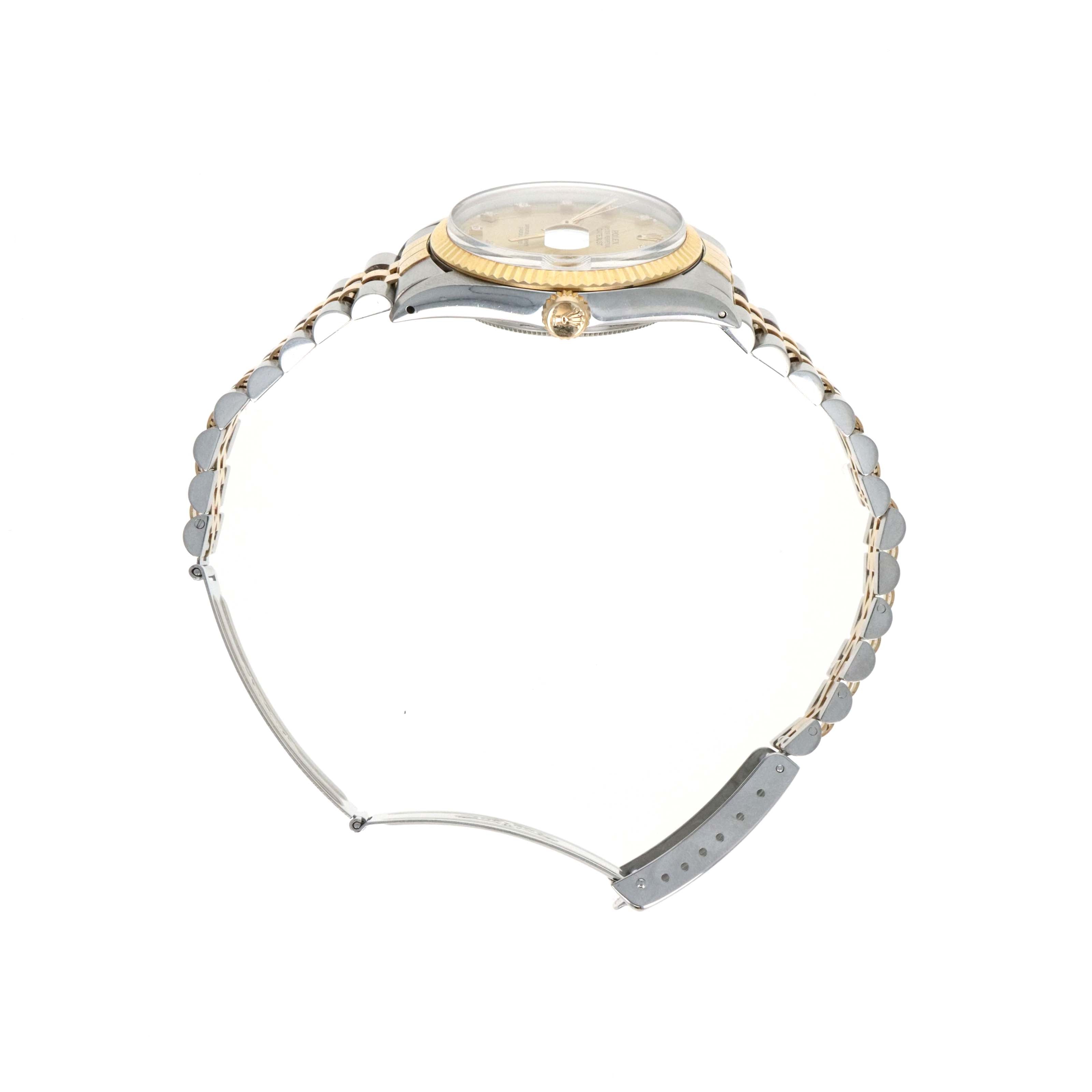 Rolex Datejust 36MM Two Tone Model 16013 Champagne Diamond Dial -  Replica Handbags 