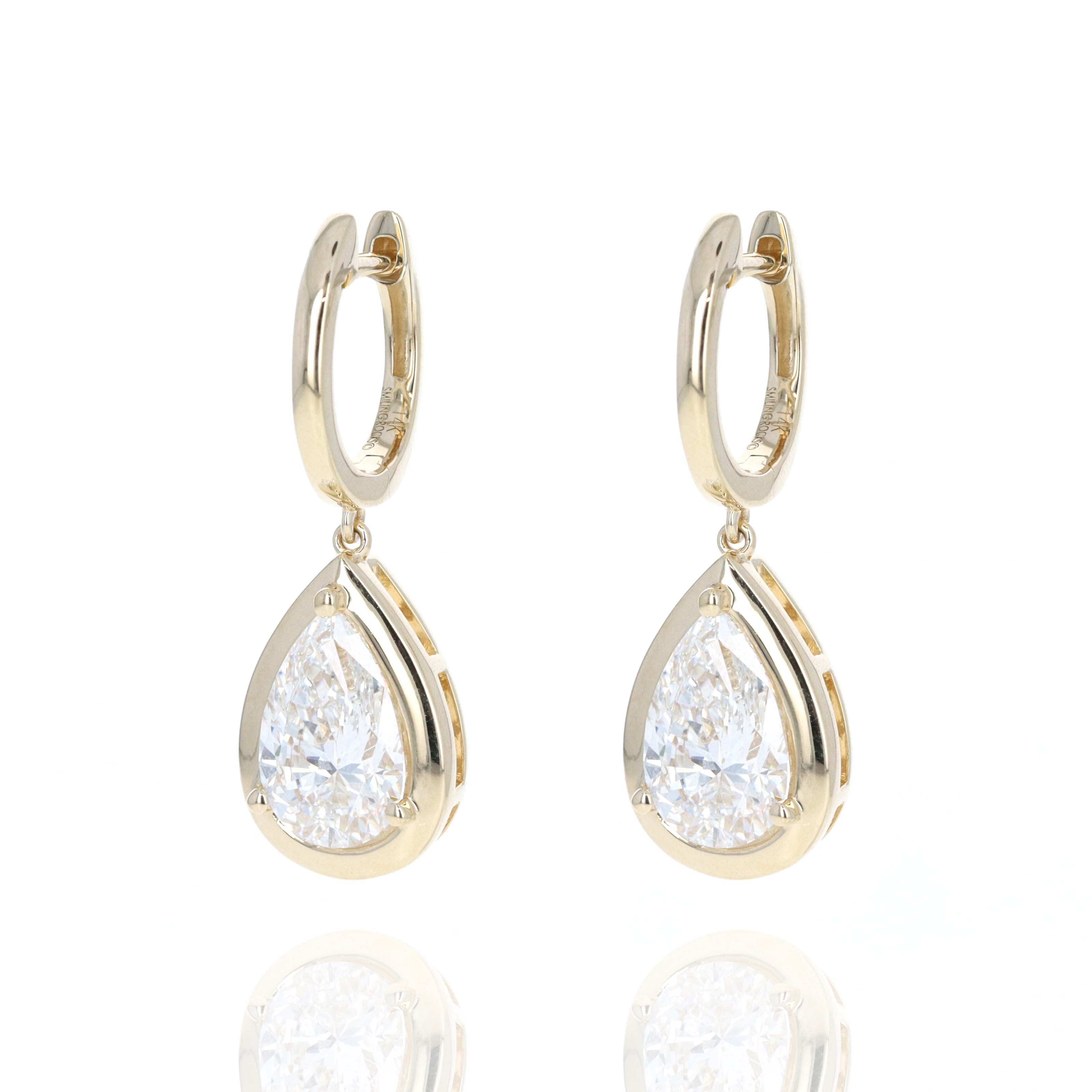 Lab Grown 3 Carat Diamond Pear Drop Earrings 14K Yellow Gold -  Replica Handbags 