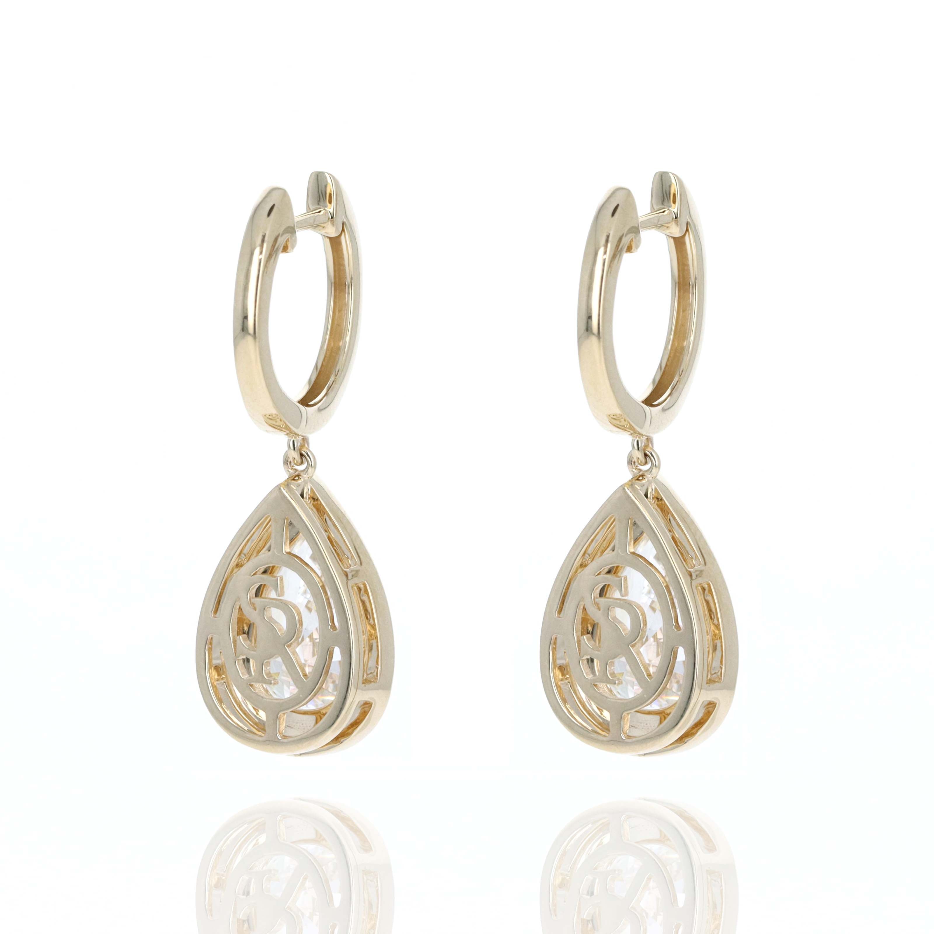 Lab Grown 3 Carat Diamond Pear Drop Earrings 14K Yellow Gold -  Replica Handbags 