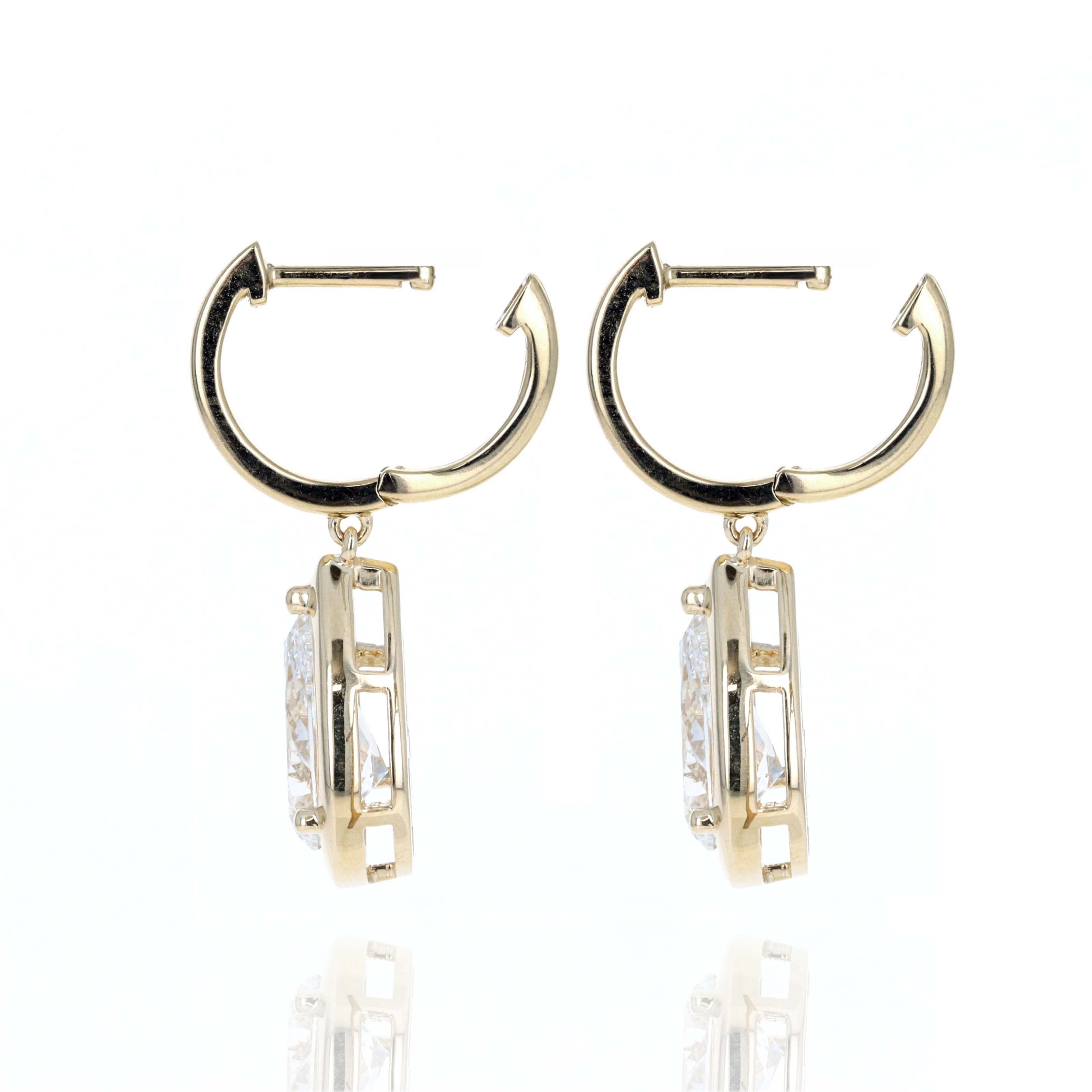 Lab Grown 3 Carat Diamond Pear Drop Earrings 14K Yellow Gold -  Replica Handbags 
