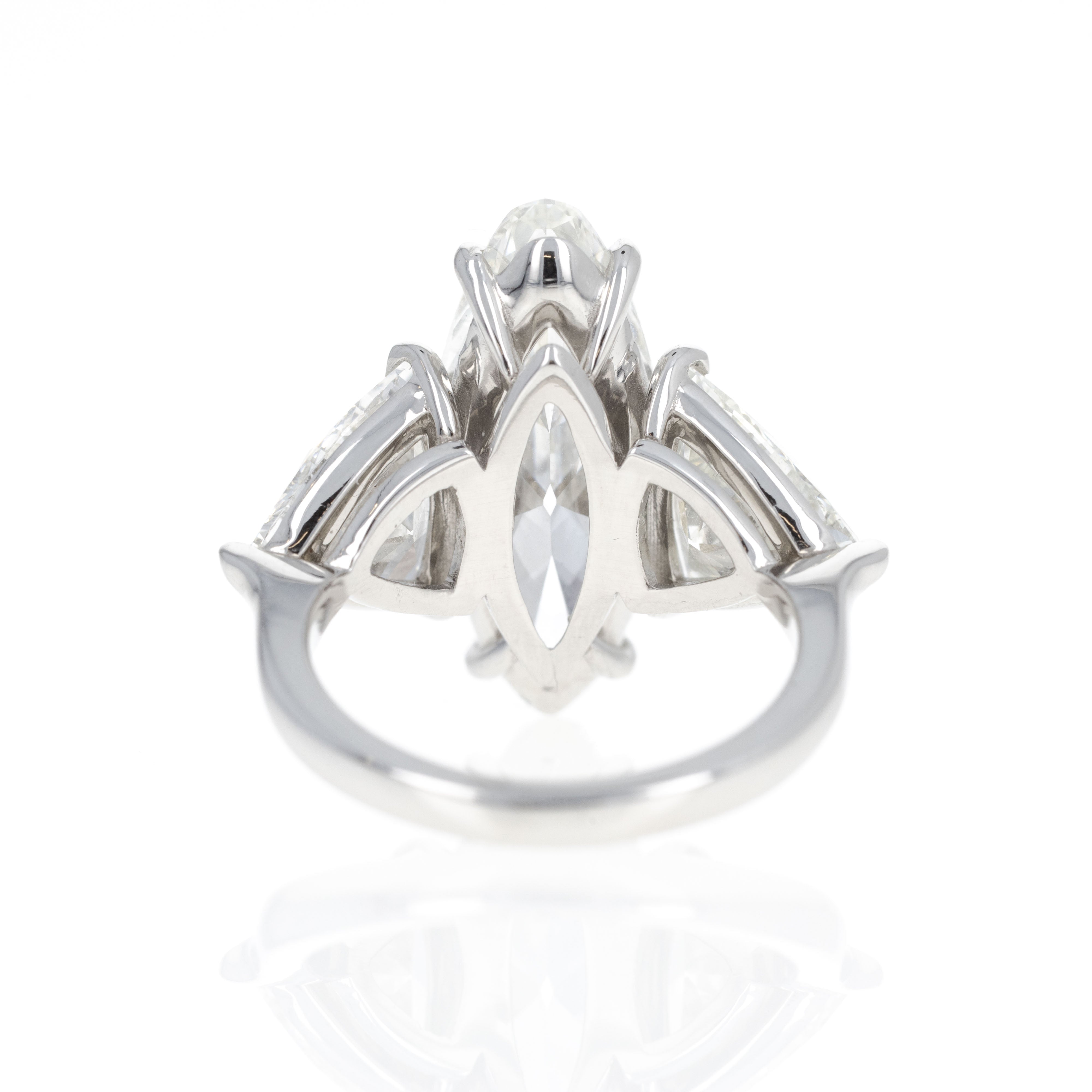 Platinum 5.16 Carat Moval Diamond Three Stone Engagement Ring -  Replica Handbags 