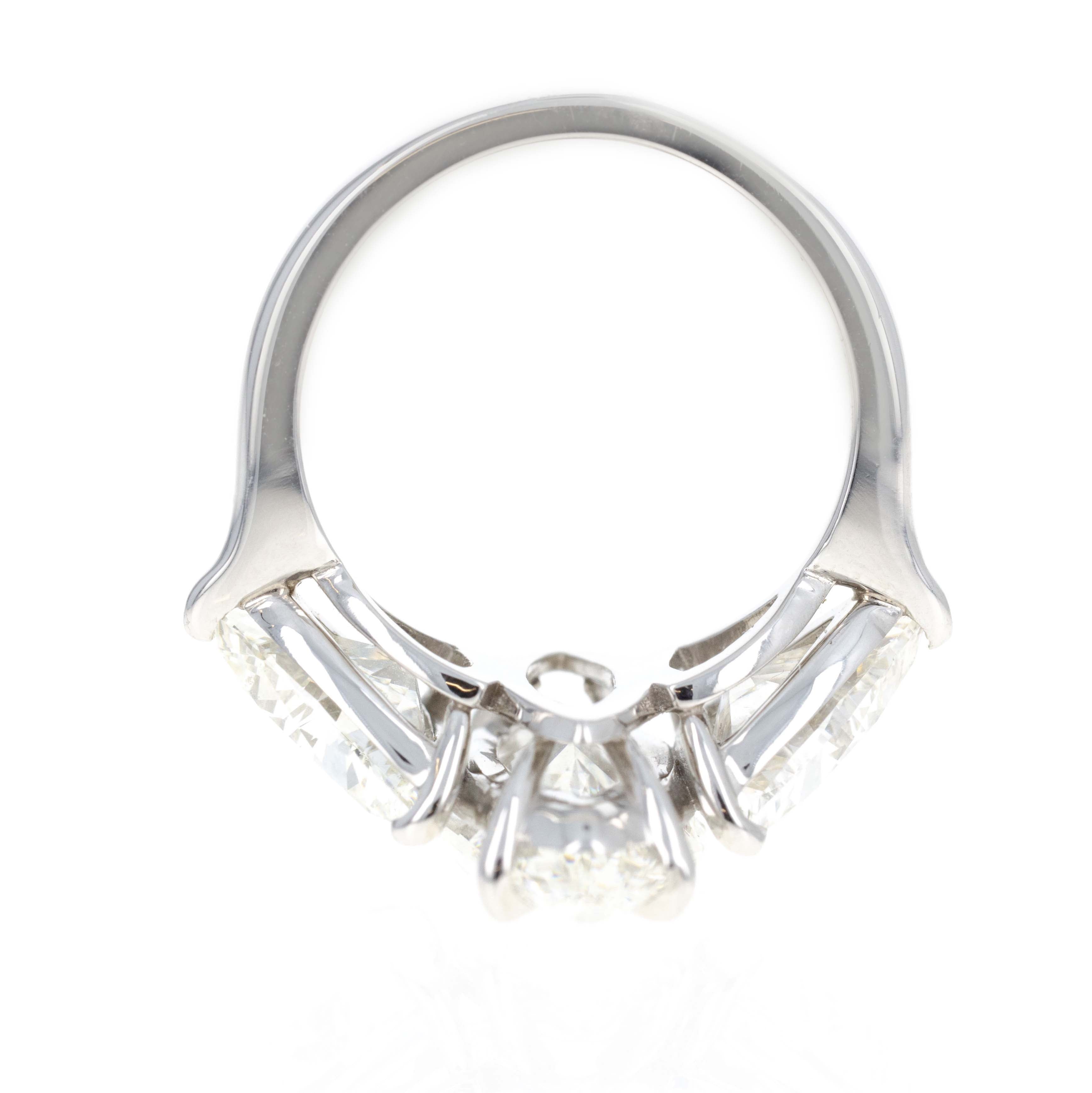 Platinum 5.16 Carat Moval Diamond Three Stone Engagement Ring -  Replica Handbags 