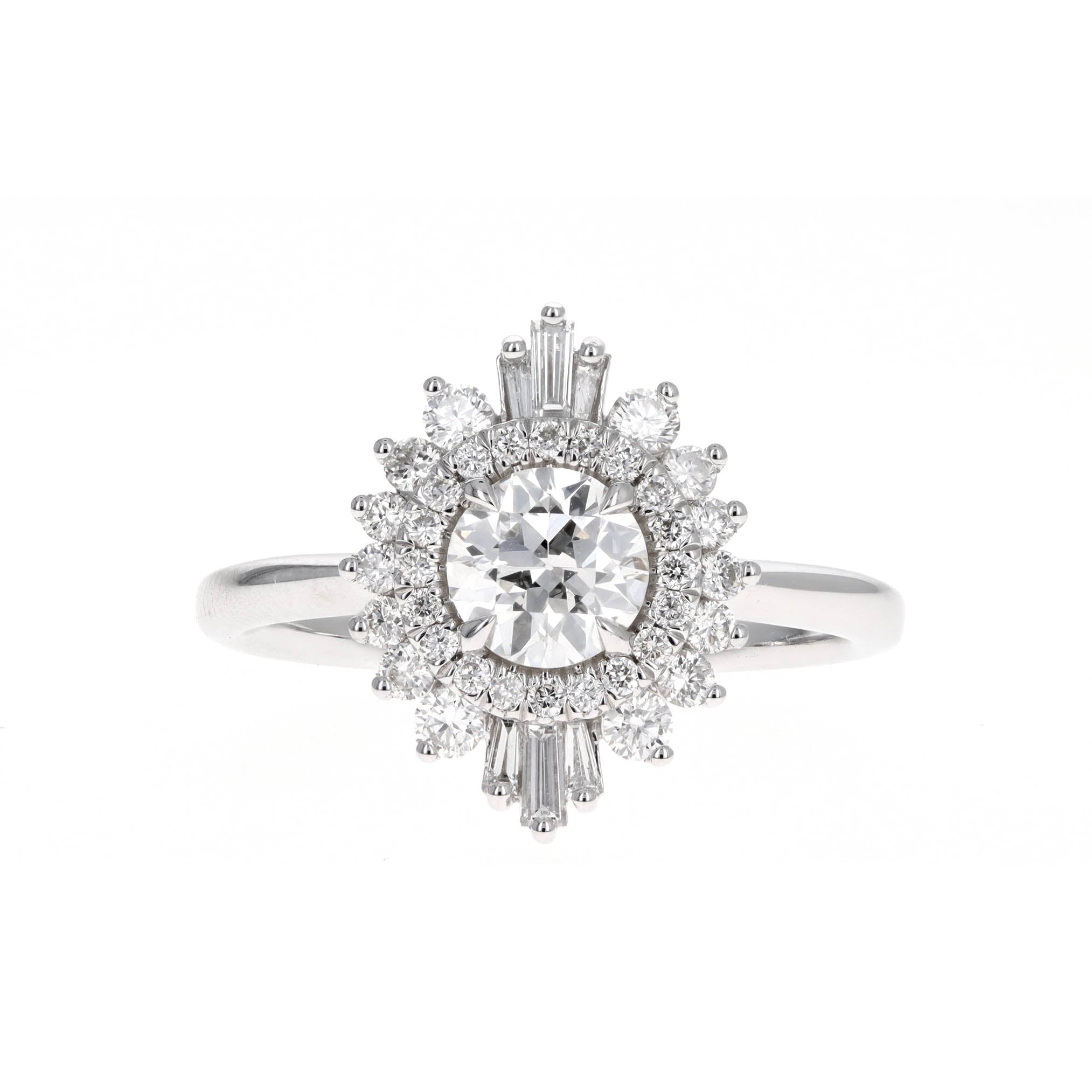0.71 Carat Round Brilliant Diamond Fan Ballerina Engagement Ring in 14K White Gold GIA Certified -  Replica Handbags 