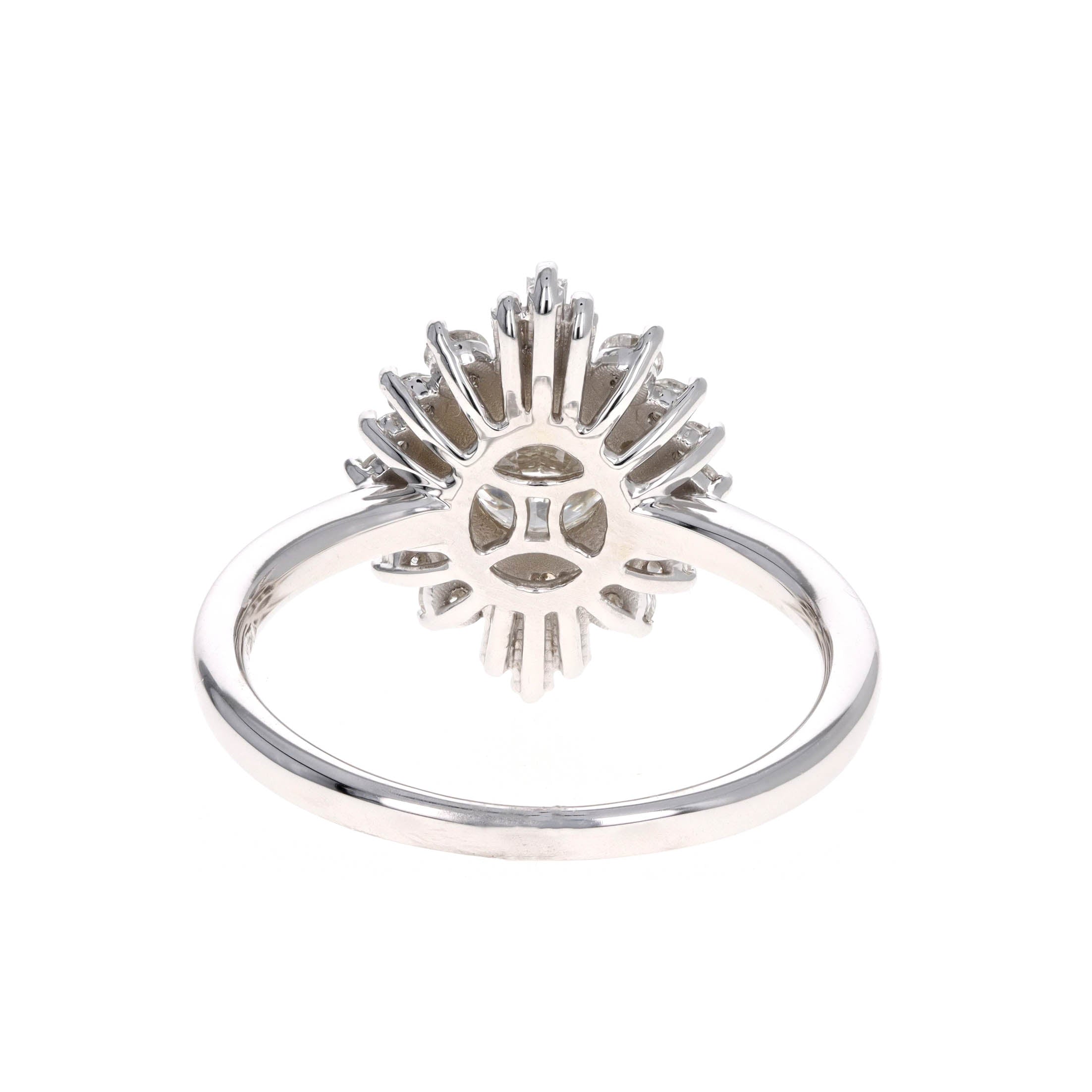 0.71 Carat Round Brilliant Diamond Fan Ballerina Engagement Ring in 14K White Gold GIA Certified - Replica Handbags