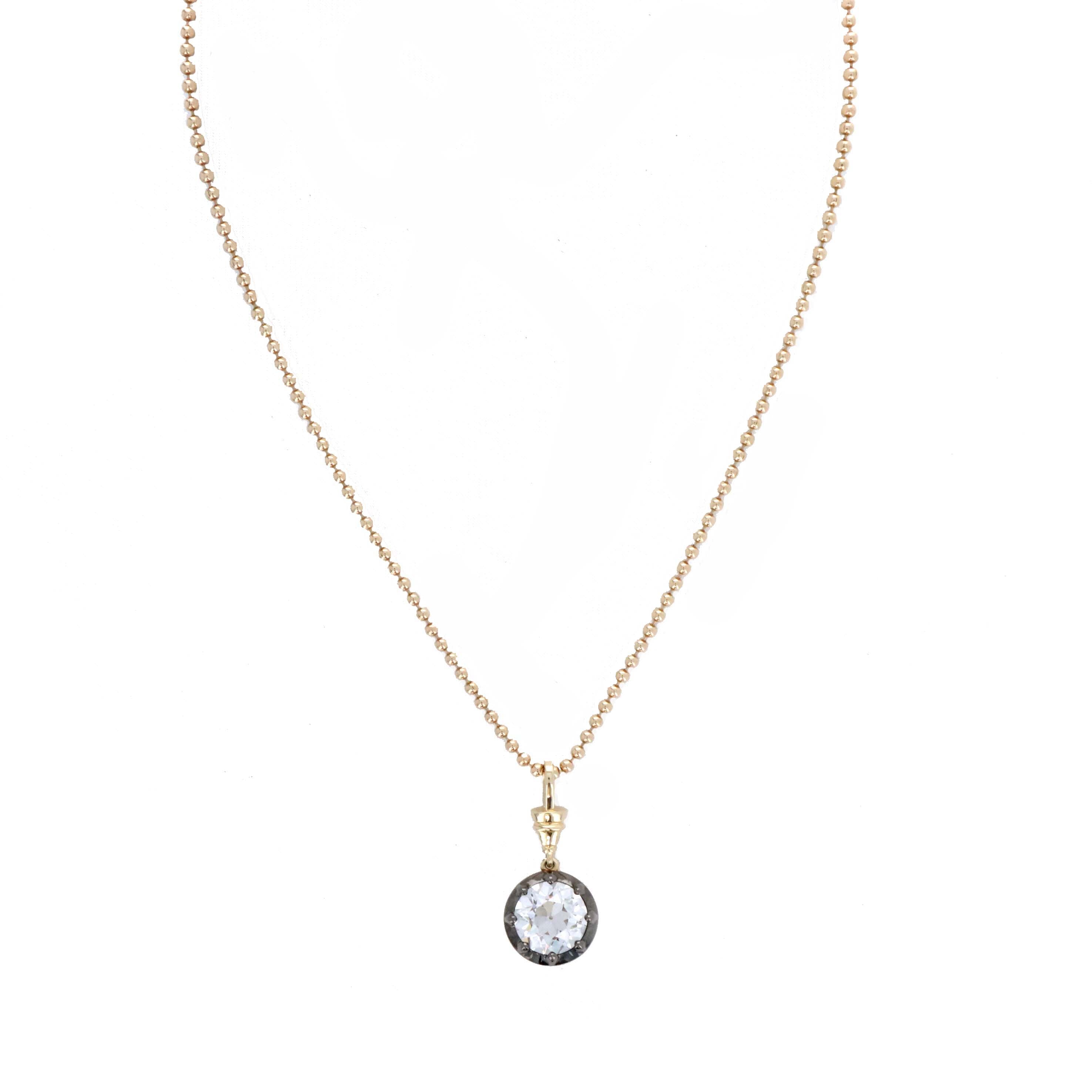 Georgian Inspired 5 Carat Old European Lab Grown Diamond Pendant Necklace - Replica Handbags