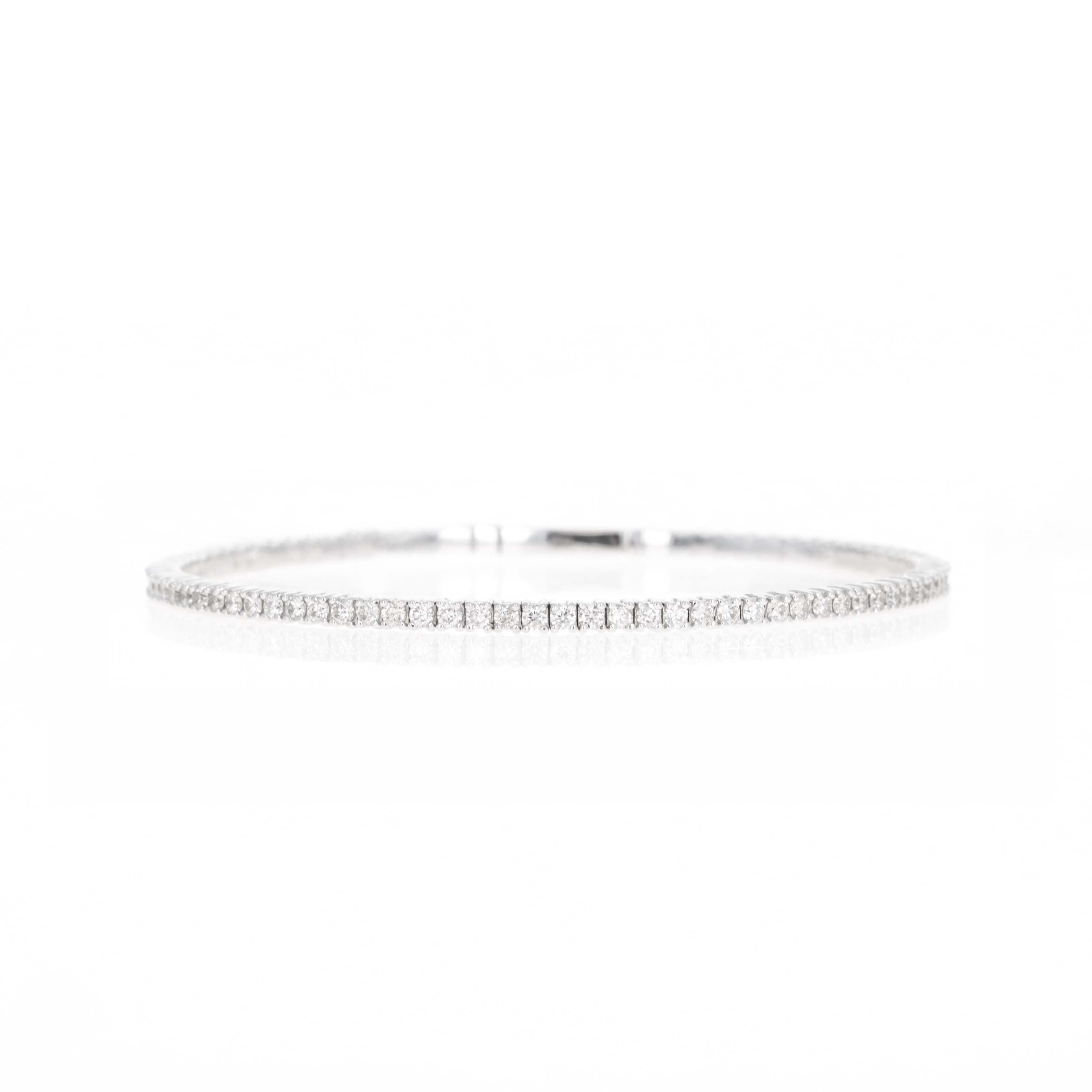 18K White Gold 2 Carat Round Diamond Flexible Bangle - Replica Handbags
