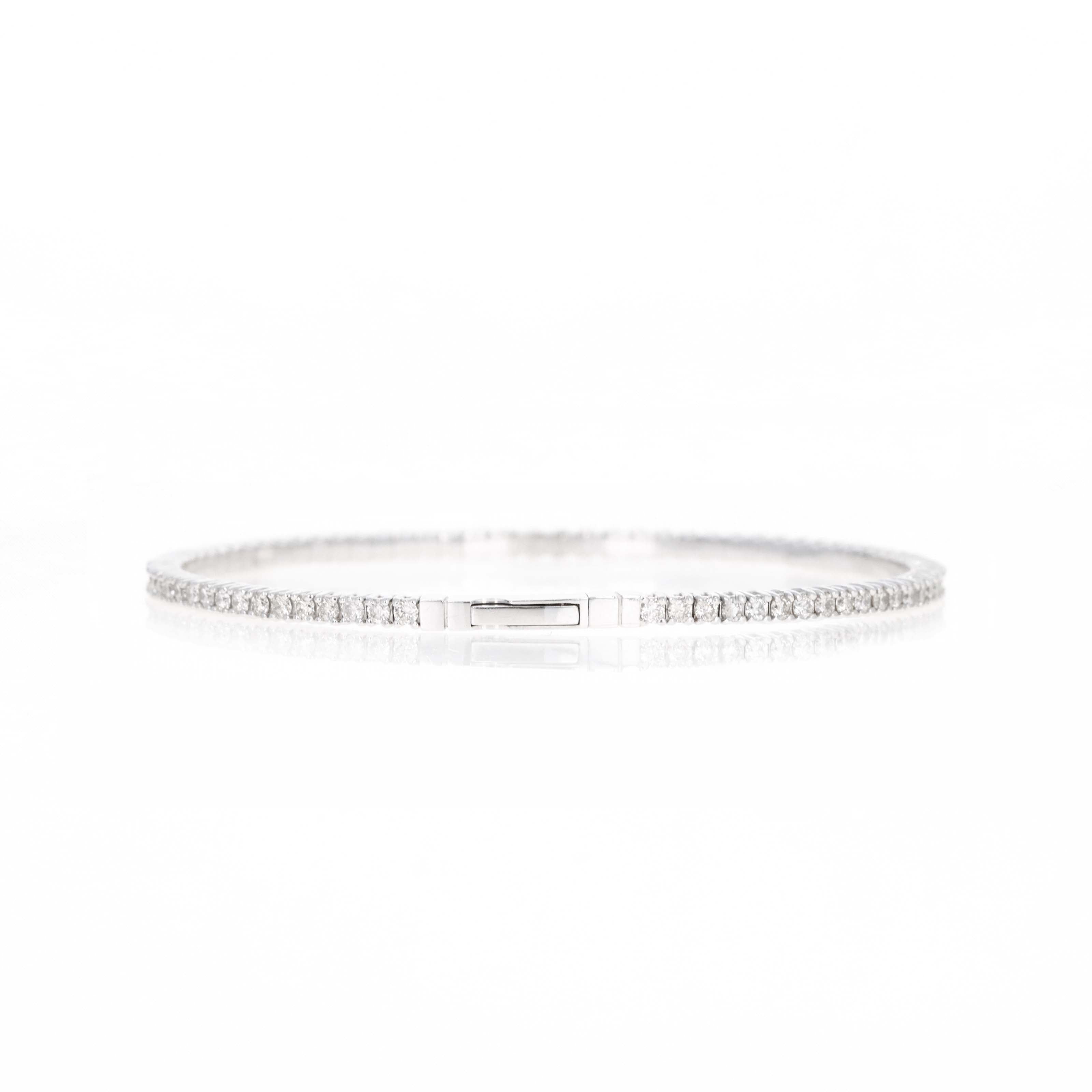18K White Gold 2 Carat Round Diamond Flexible Bangle -  Replica Handbags 