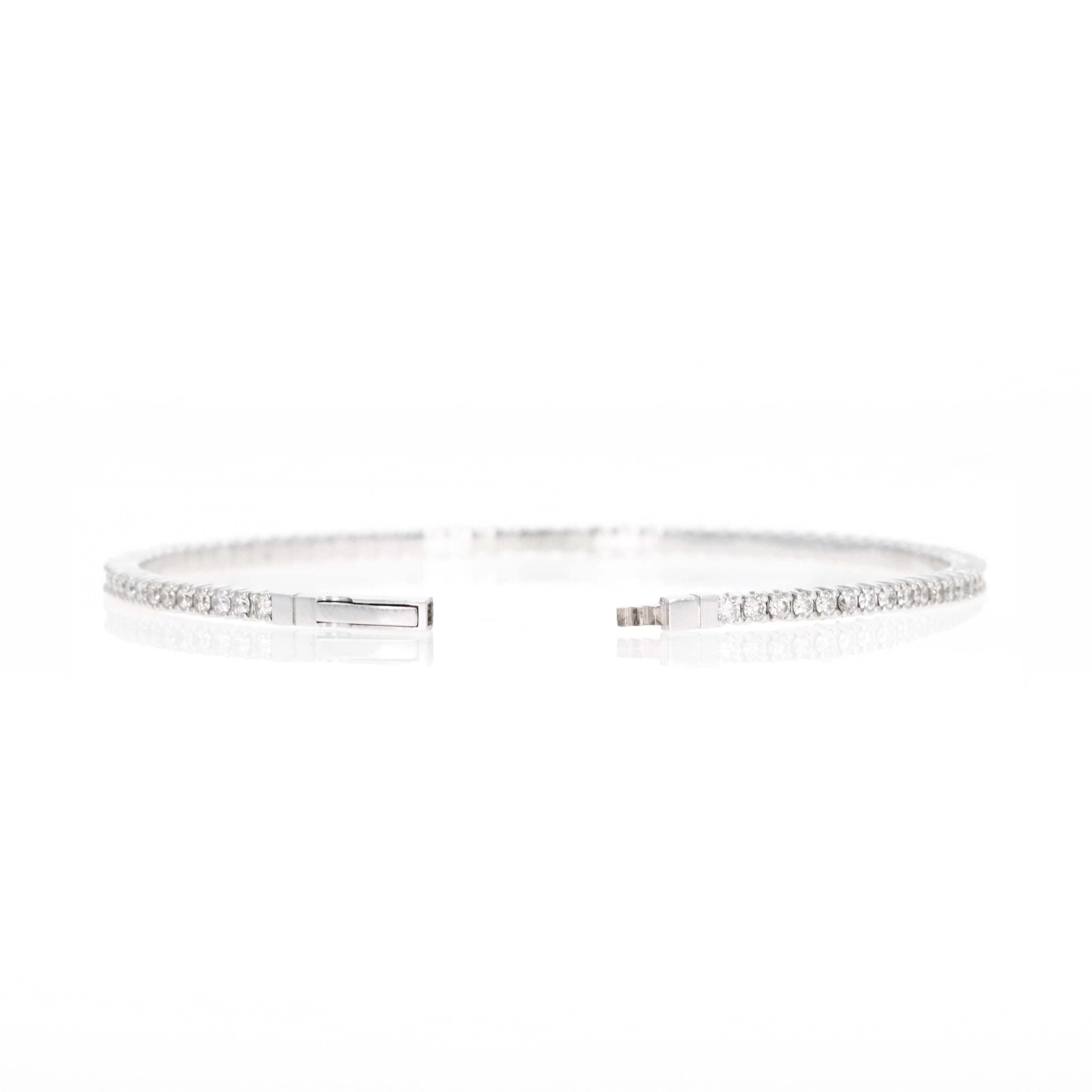 18K White Gold 2 Carat Round Diamond Flexible Bangle - Replica Handbags