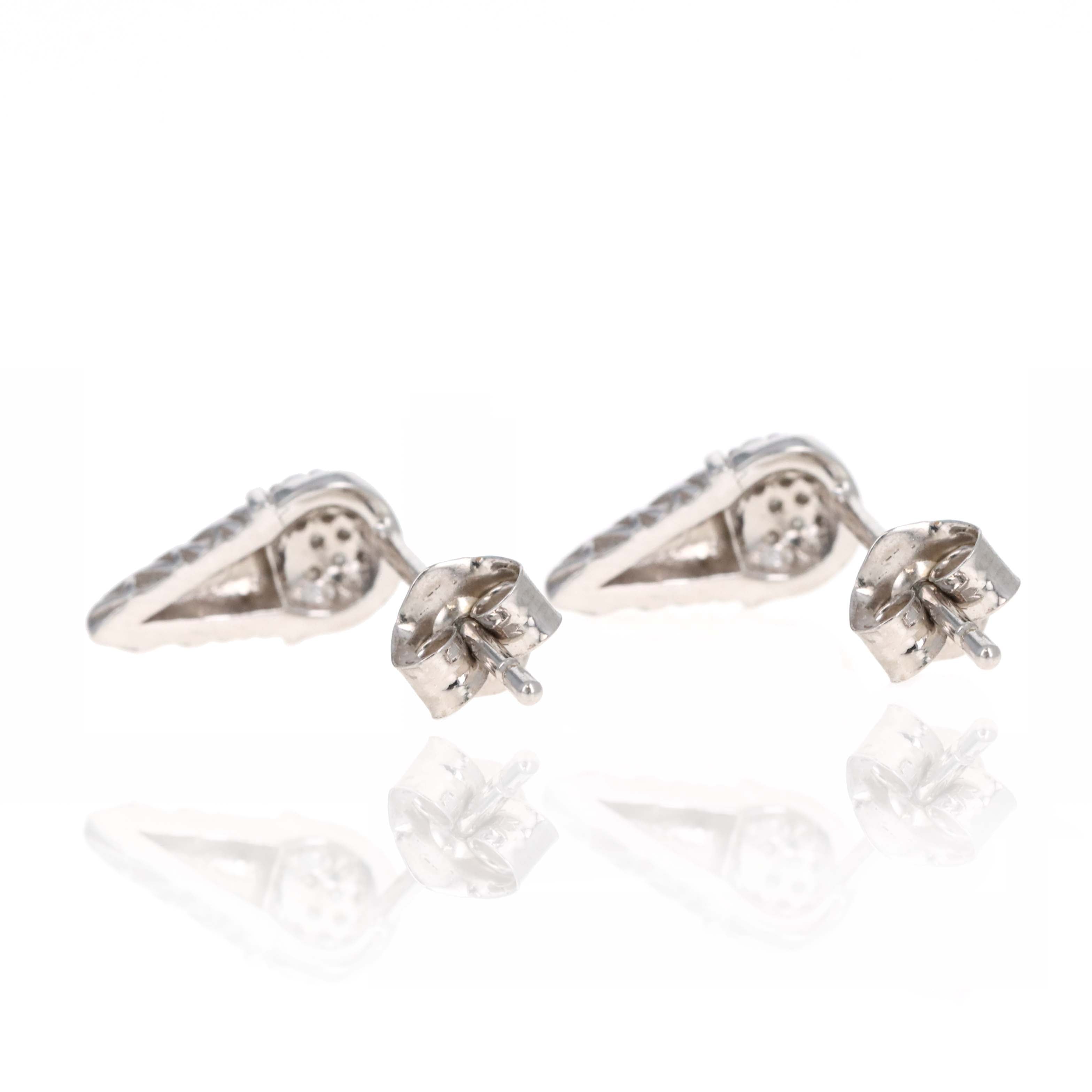 14K White Gold Diamond Ice Cream Cone Stud Earrings - Replica Handbags