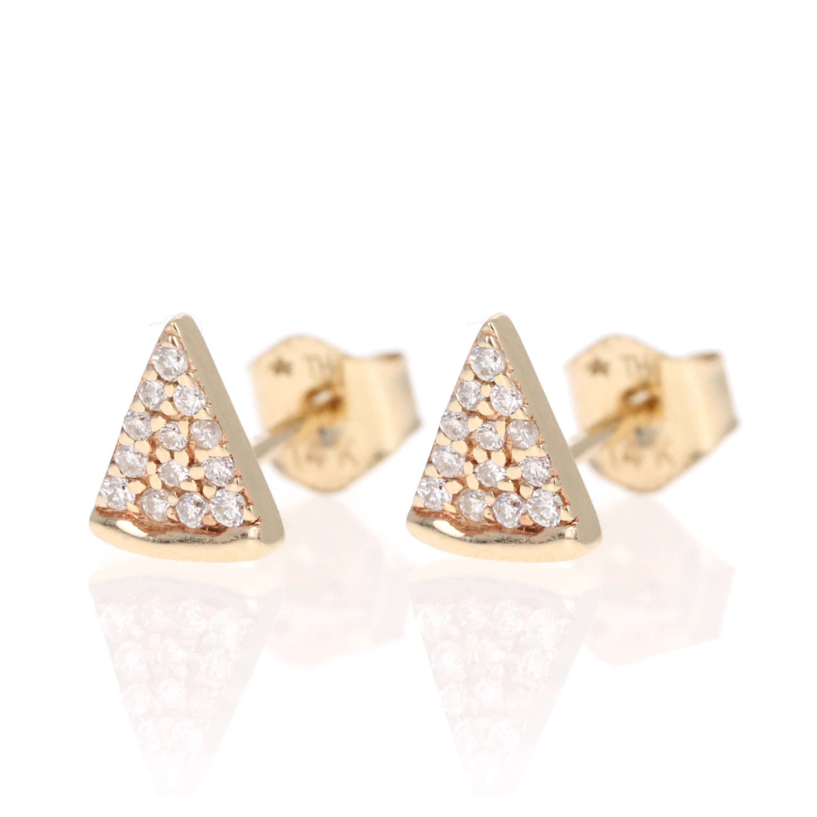 14K Yellow Gold Diamond Mini Pizza Slice Stud Earrings -  Replica Handbags 