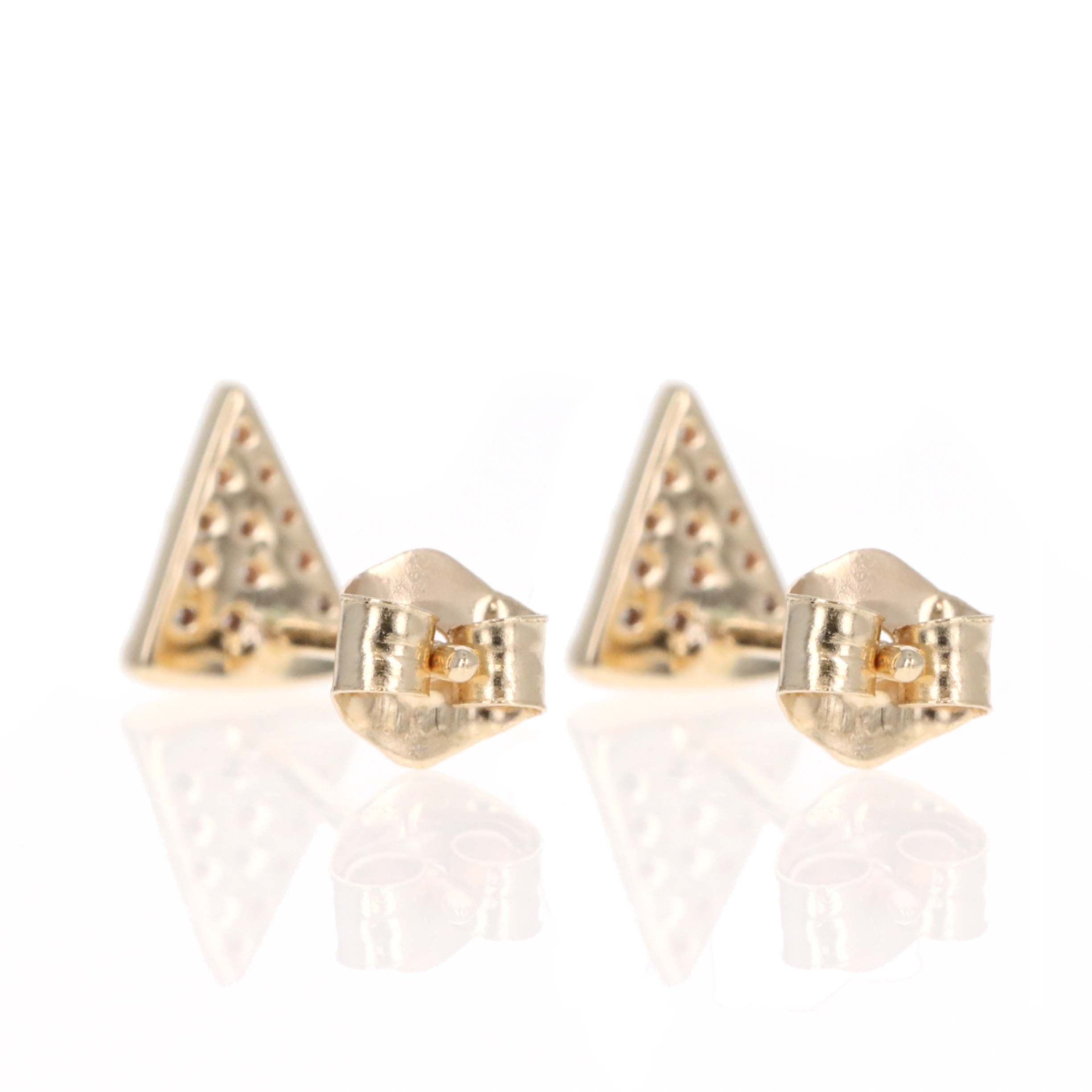 14K Yellow Gold Diamond Mini Pizza Slice Stud Earrings - Replica Handbags