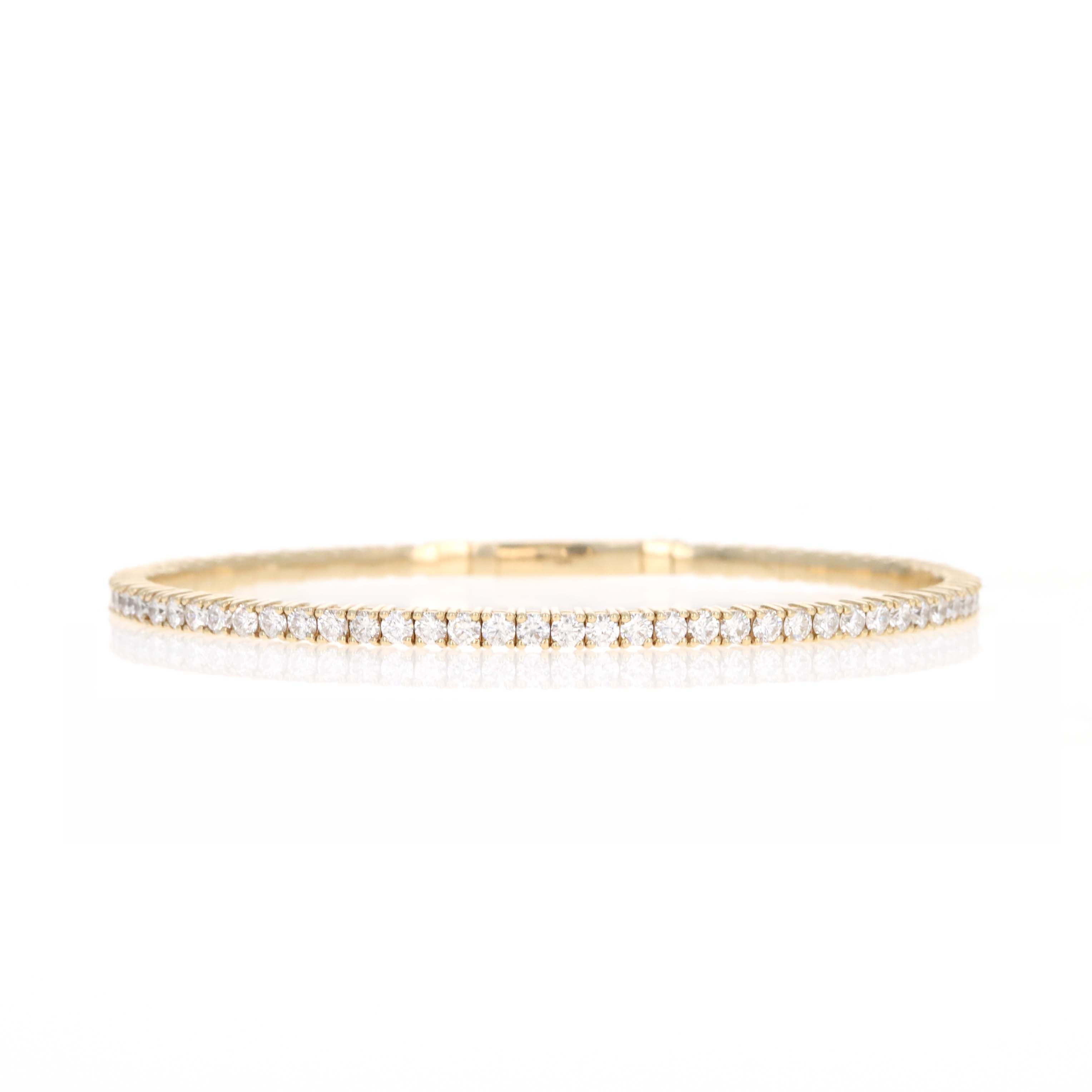 14K Yellow Gold 3.9 Carat Round Diamond Flexible Bangle - Replica Handbags