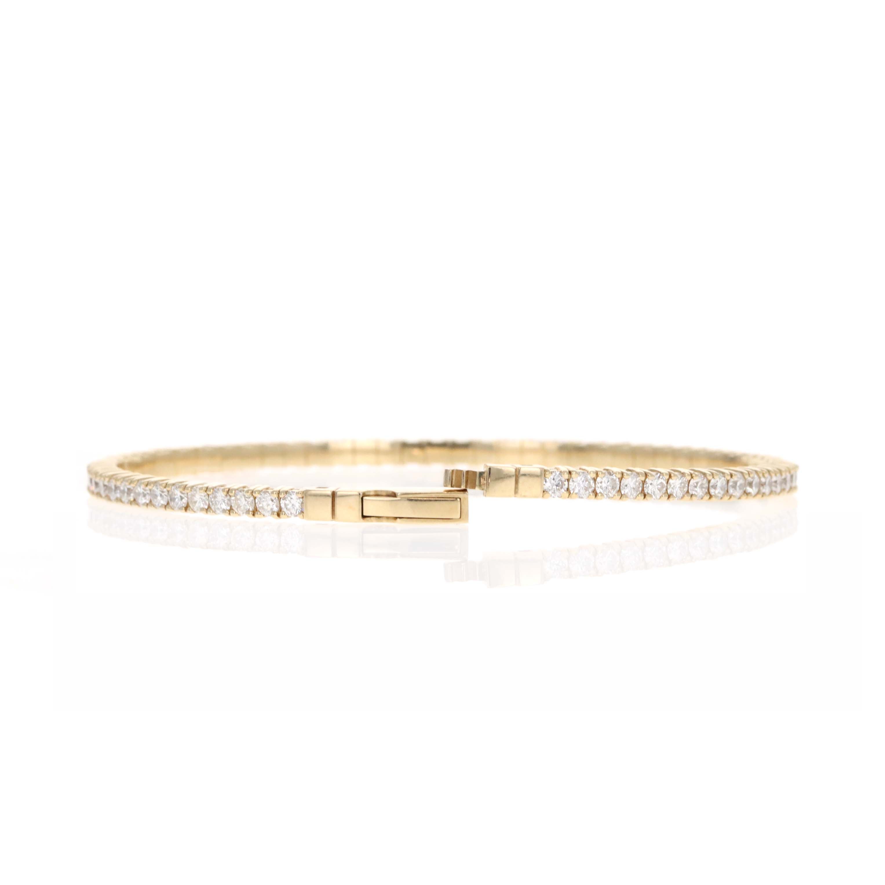 14K Yellow Gold 3.9 Carat Round Diamond Flexible Bangle - Replica Handbags
