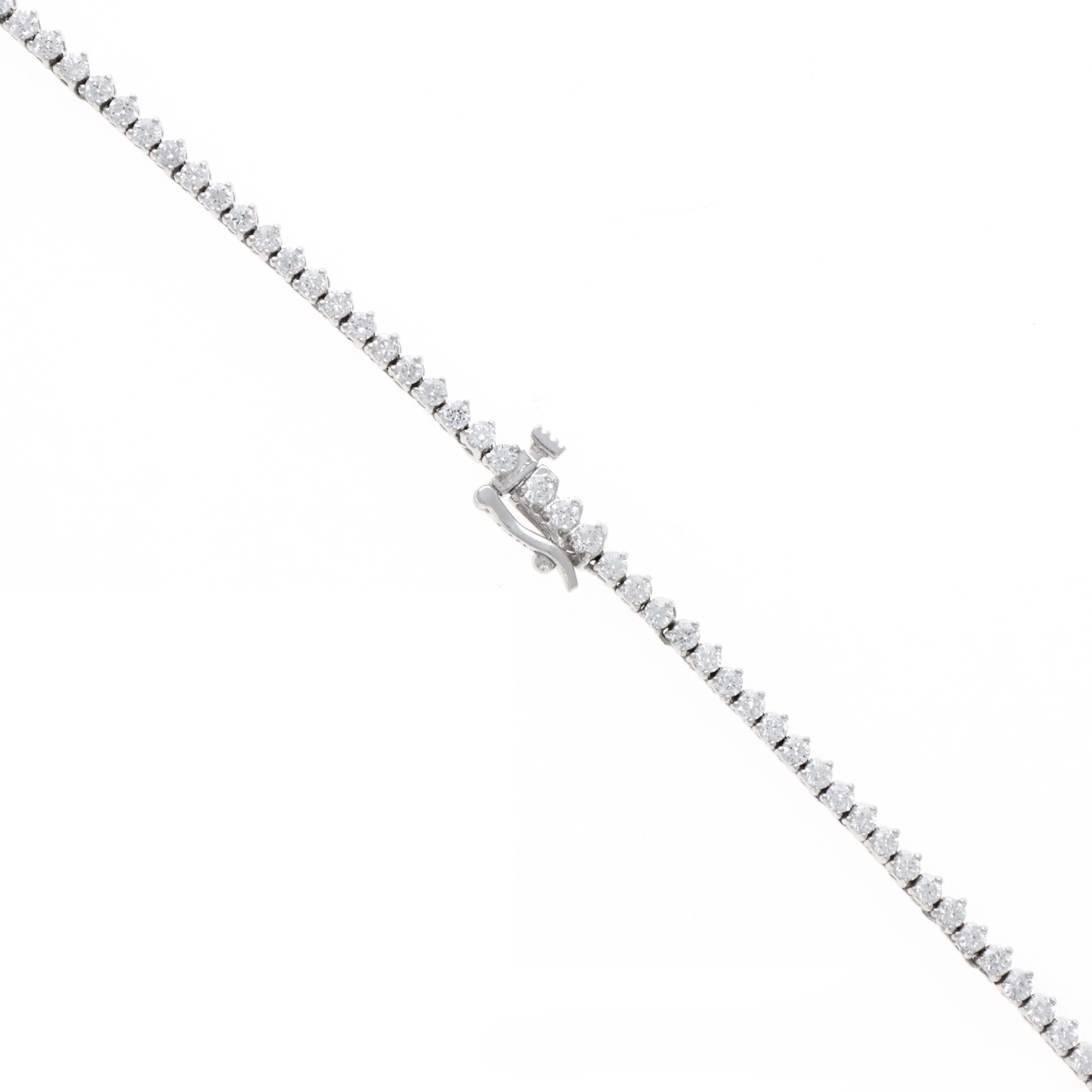 14K White Gold 8 Carat Graduated Round Diamond Riviera Tennis Necklace - Replica Handbags