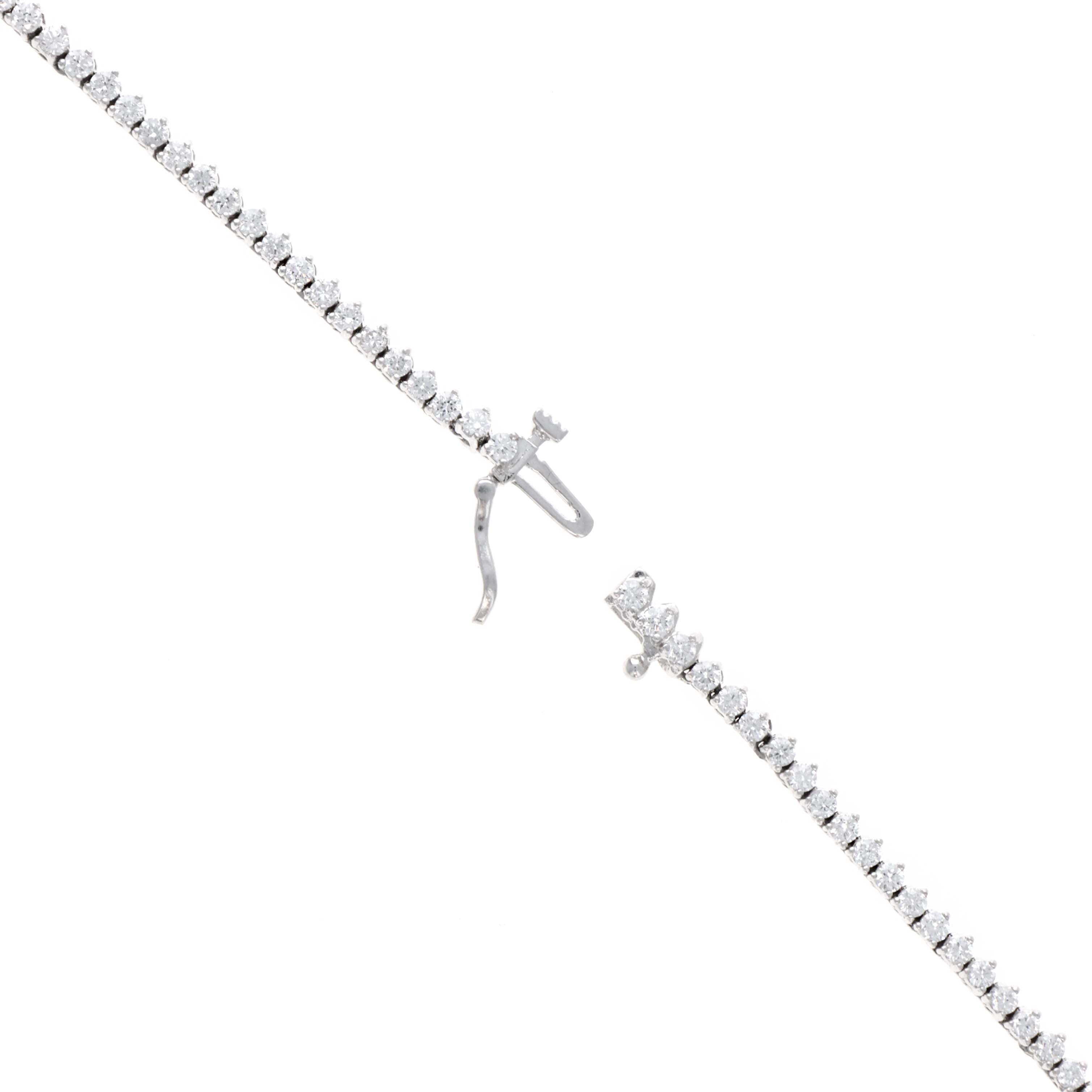 14K White Gold 8 Carat Graduated Round Diamond Riviera Tennis Necklace - Replica Handbags