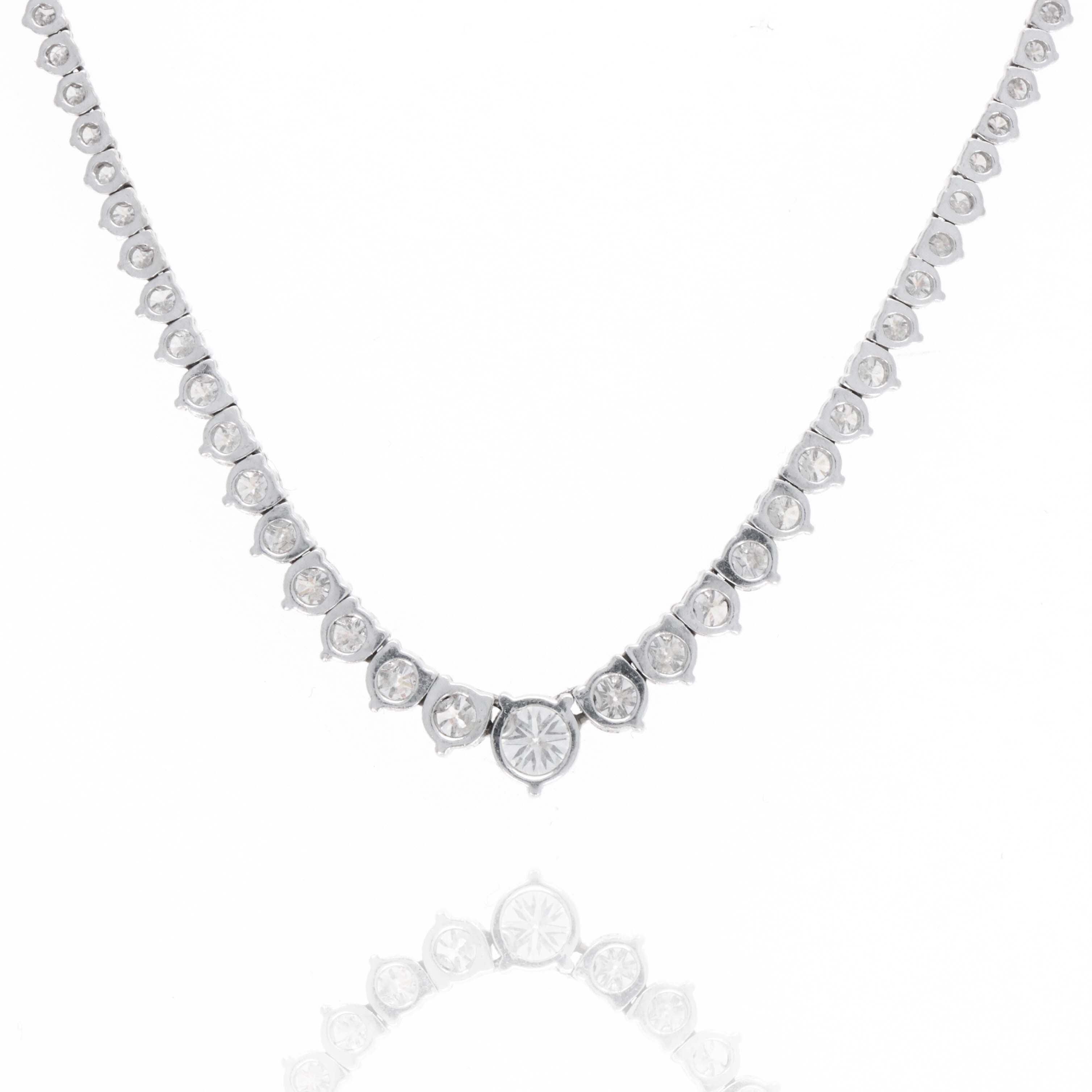 14K White Gold 8 Carat Graduated Round Diamond Riviera Tennis Necklace -  Replica Handbags 