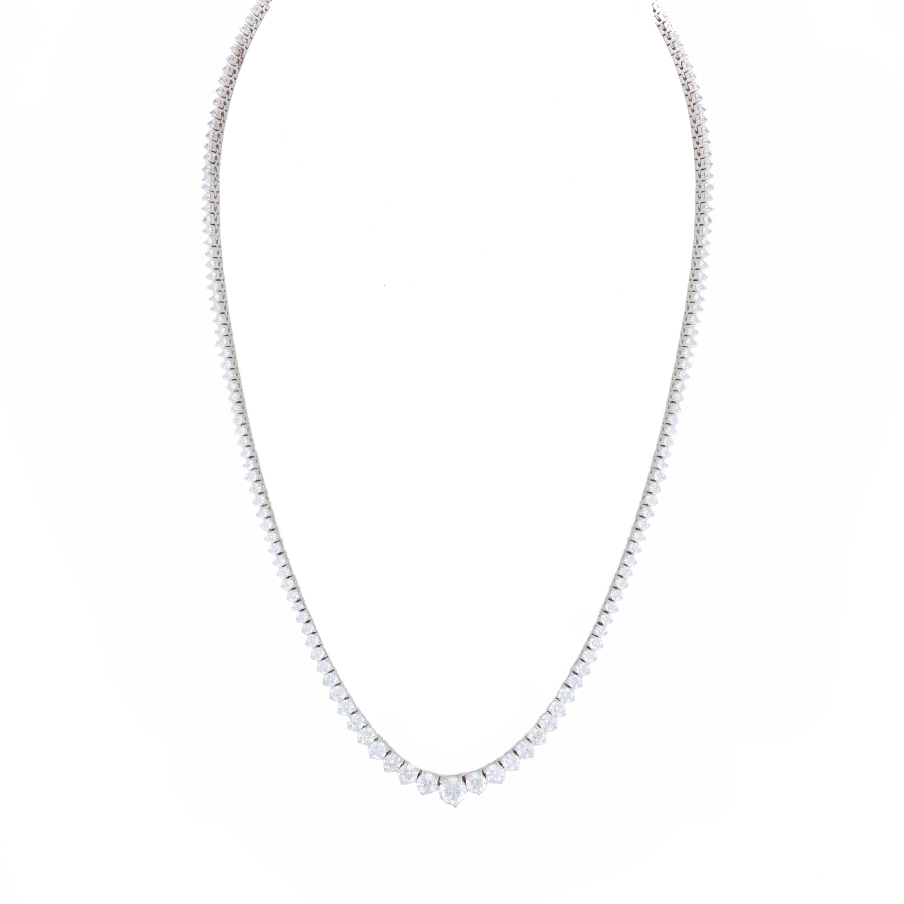 14K White Gold 8 Carat Graduated Round Diamond Riviera Tennis Necklace -  Replica Handbags 