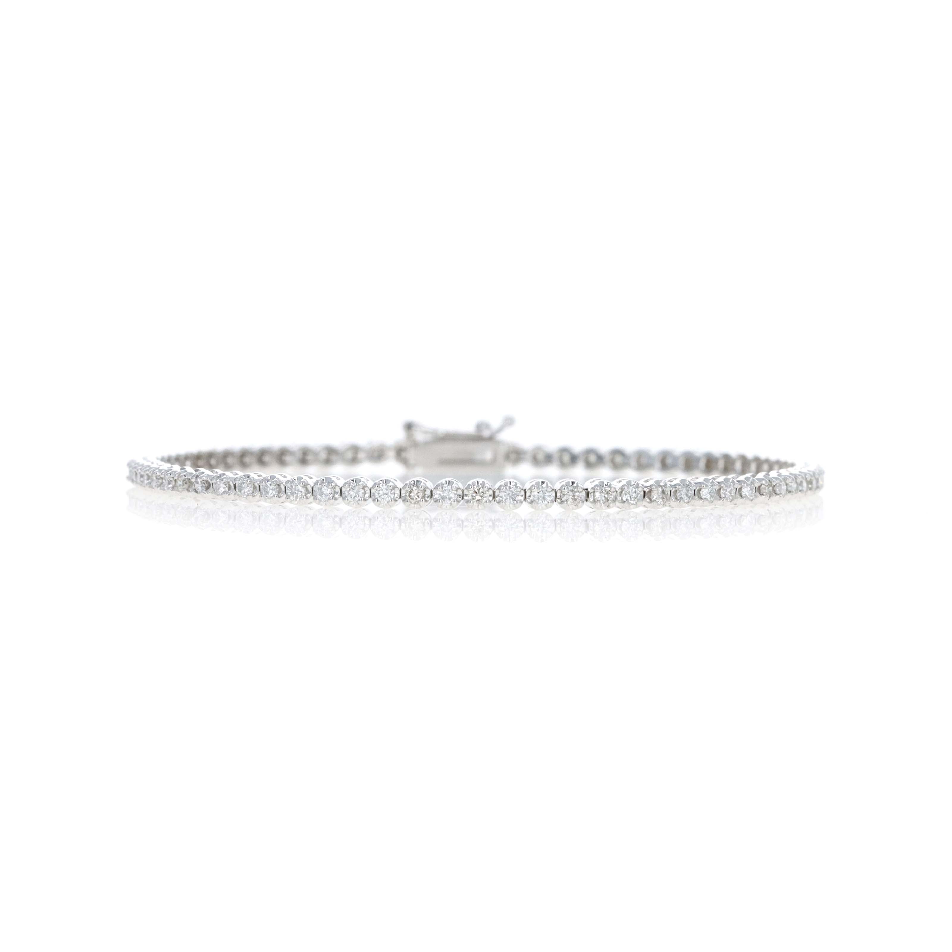 14K White Gold 1.30 Carat Round Diamond Tennis Bracelet -  Replica Handbags 