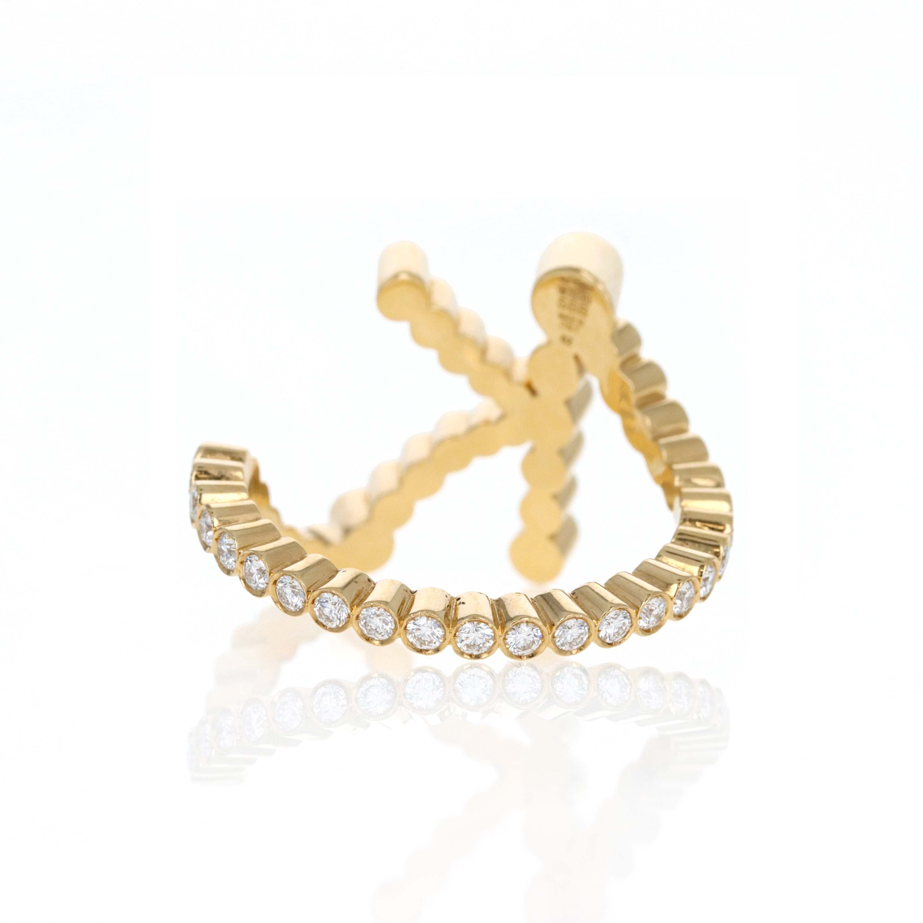Sophie Bille Brahe 18K Yellow Gold Ensemble "K" 1.08 Carat Diamond Ring - Replica Handbags