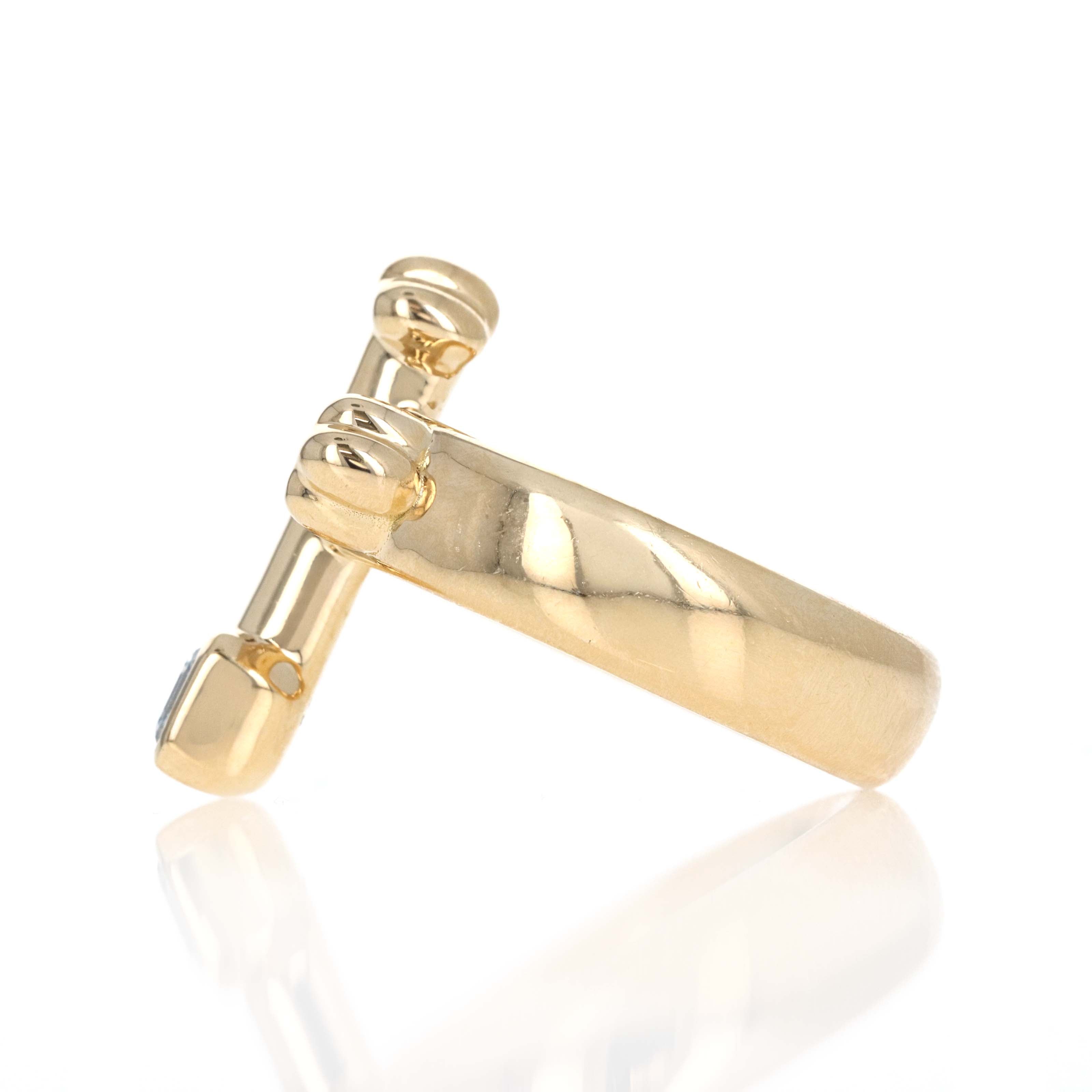 Uniform Object 18K Yellow Gold 0.75 Carat Asscher Diamond Cross Gauge Ring -  Replica Handbags 