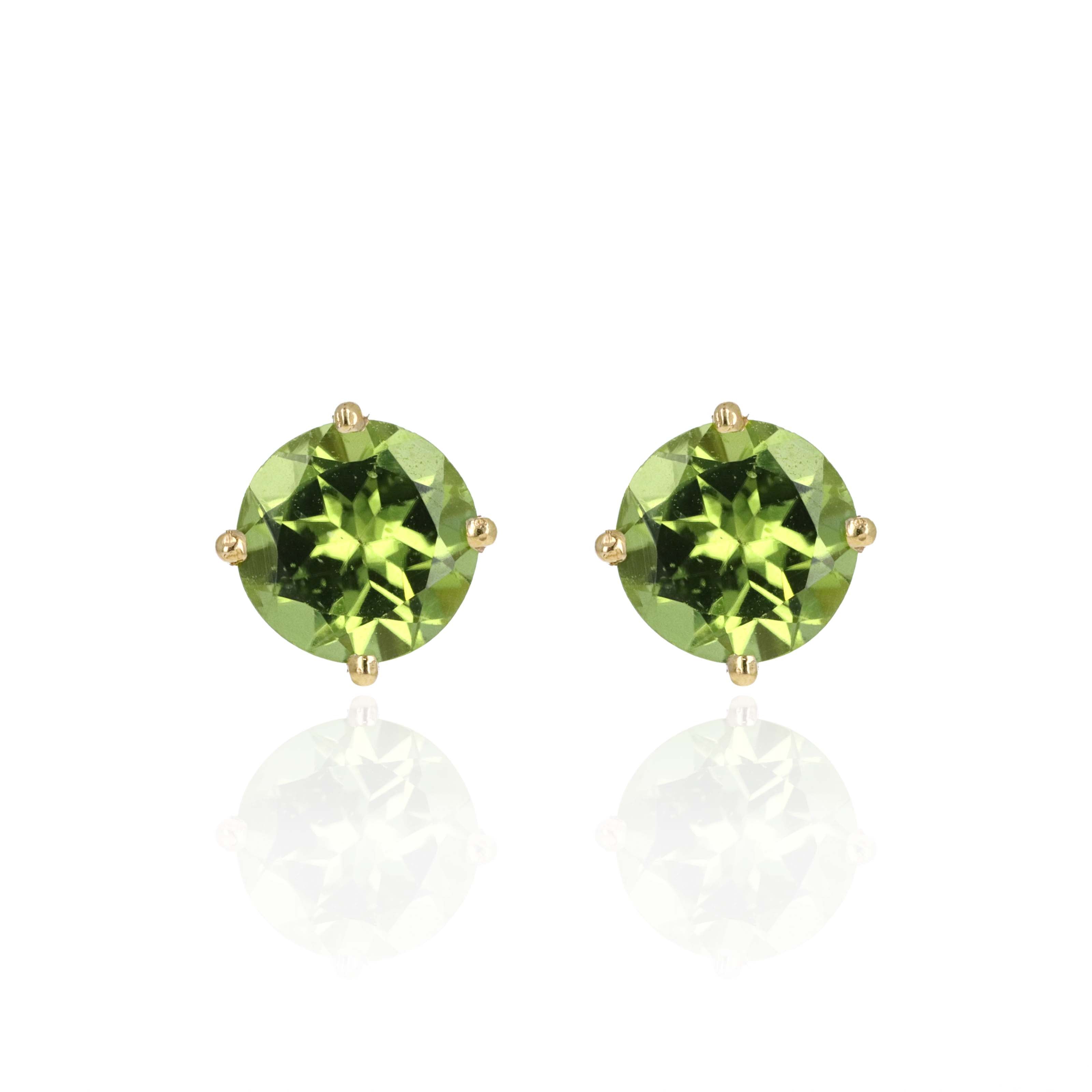14K Yellow Gold 2.5 Carat Round Peridot Studs -  Replica Handbags 