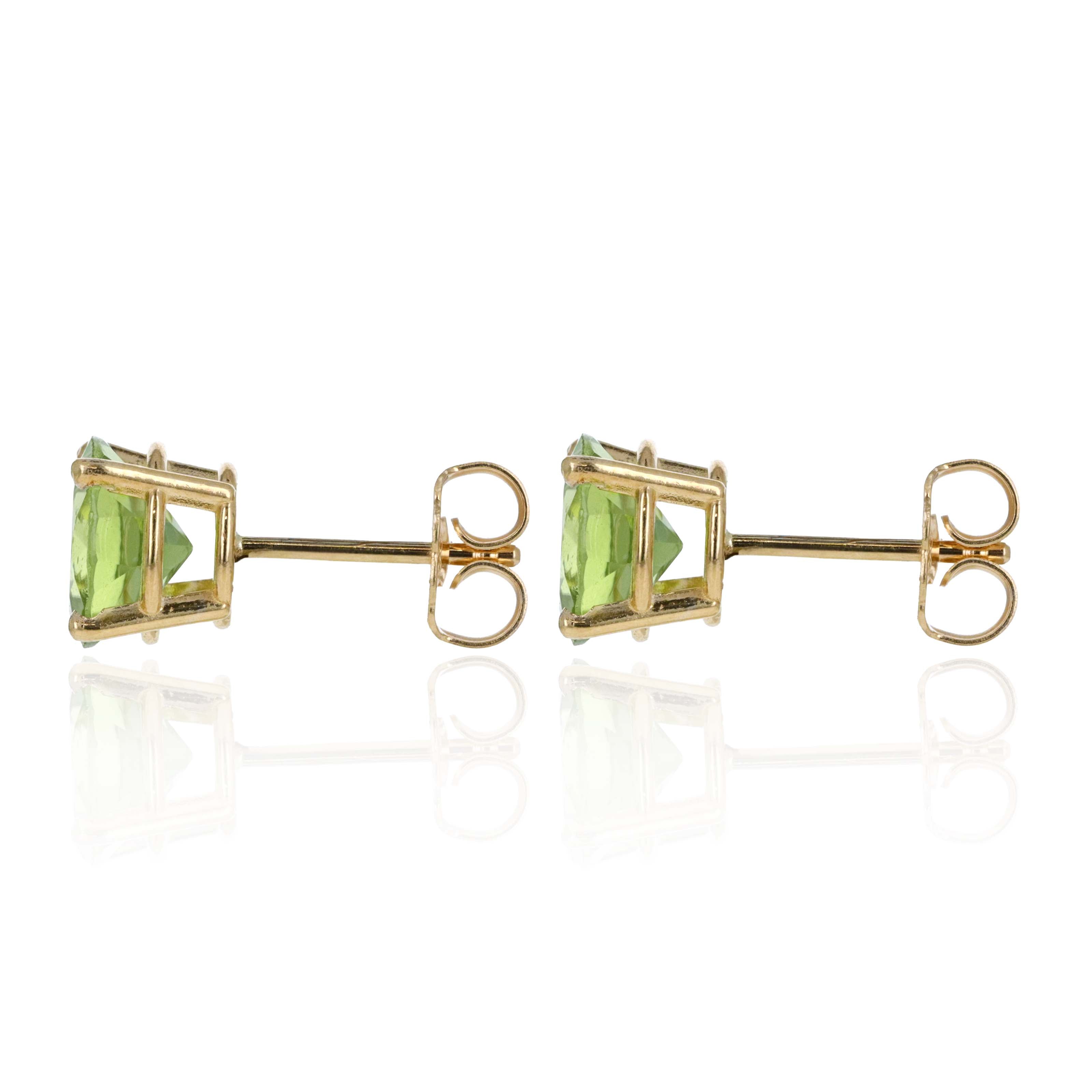 14K Yellow Gold 2.5 Carat Round Peridot Studs - Replica Handbags