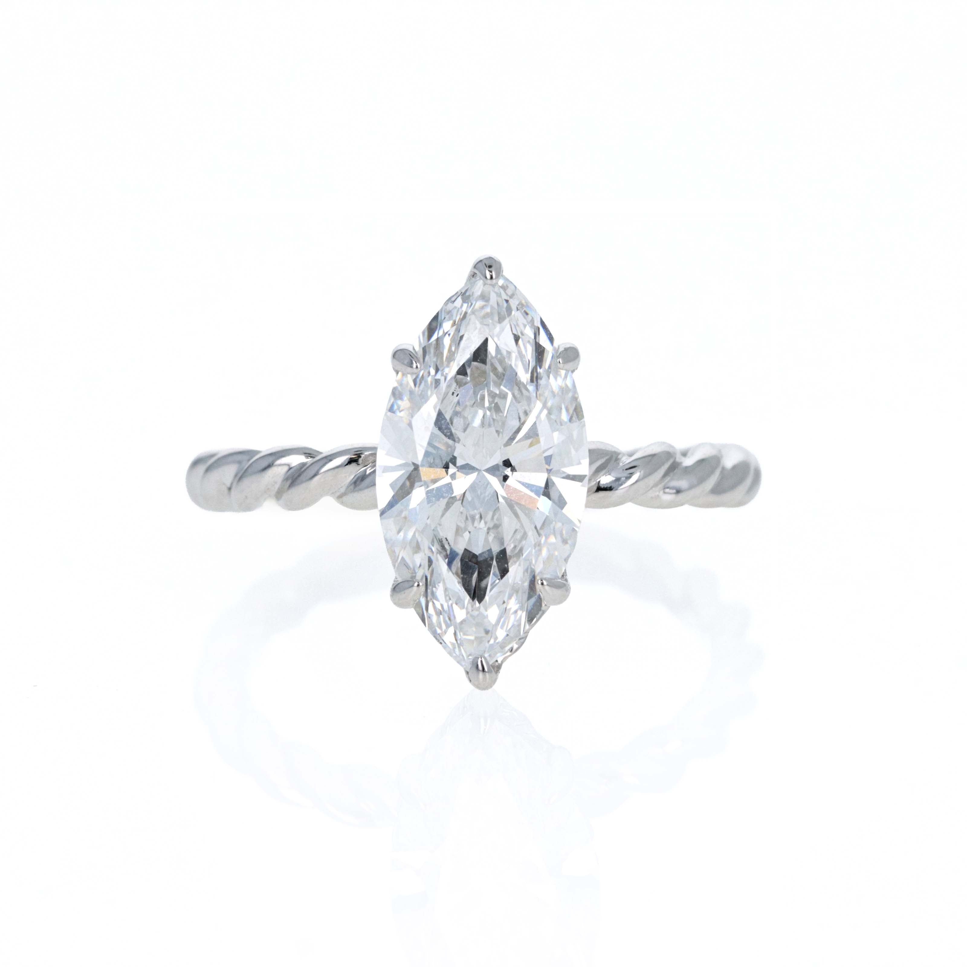 Lab Grown 3 Carat Marquise Diamond Braided Engagement Ring 14K White Gold
