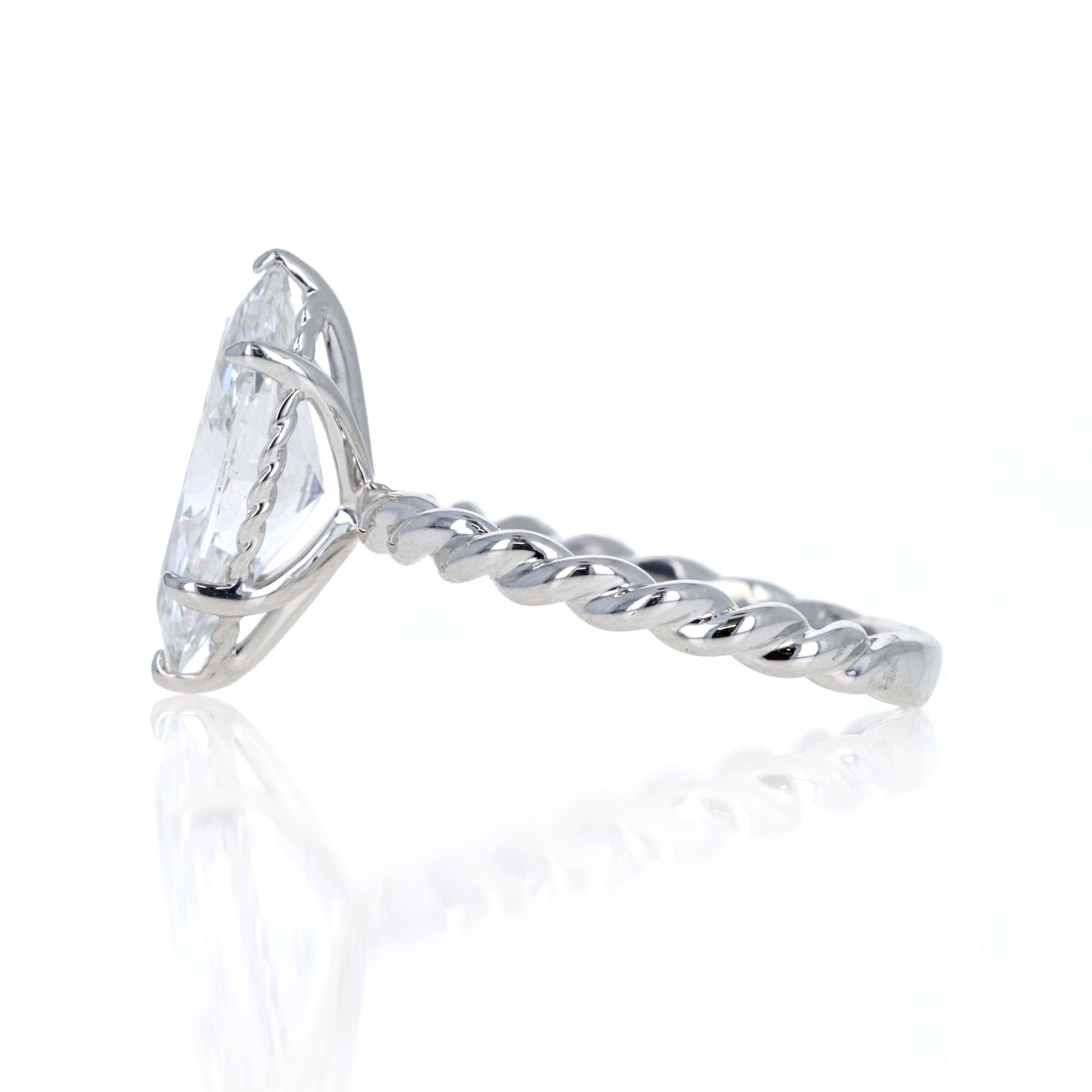 Lab Grown 3 Carat Marquise Diamond Braided Engagement Ring 14K White Gold