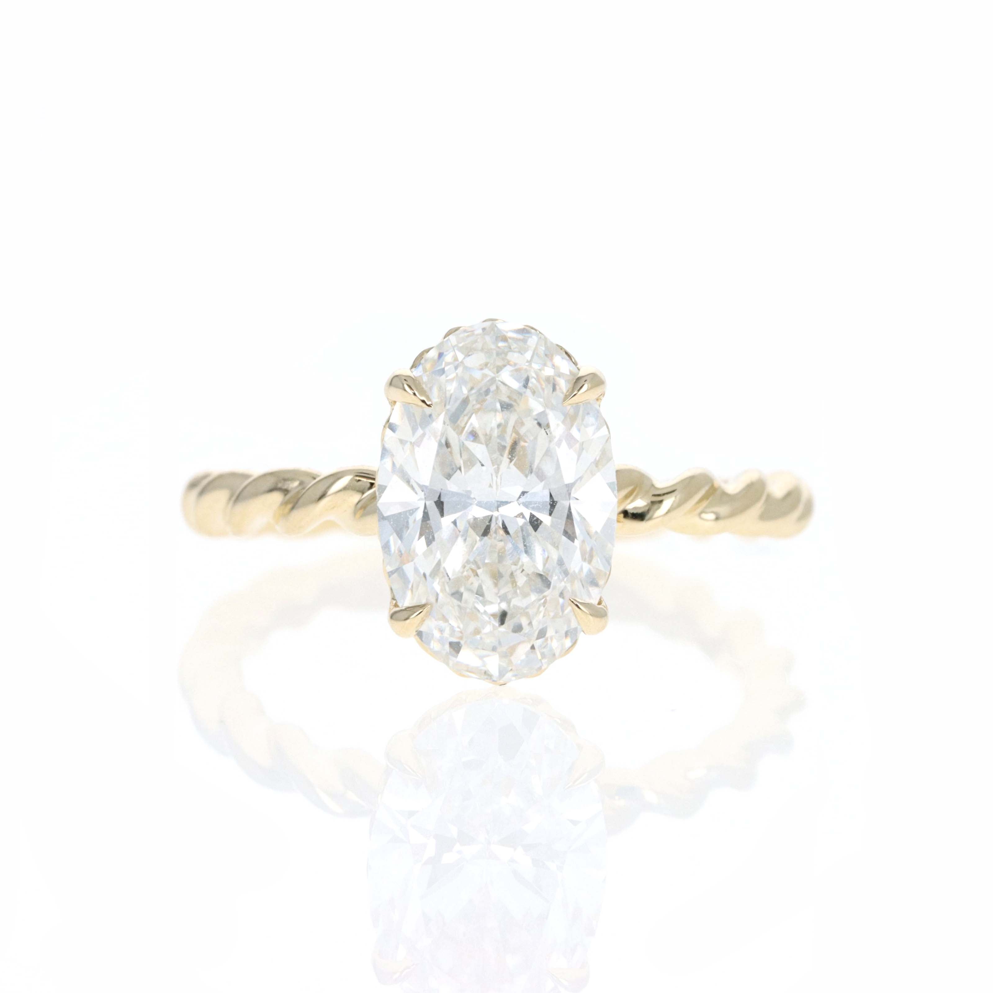 Lab Grown 3 Carat Oval Diamond Braided Engagement Ring -  Replica Handbags 