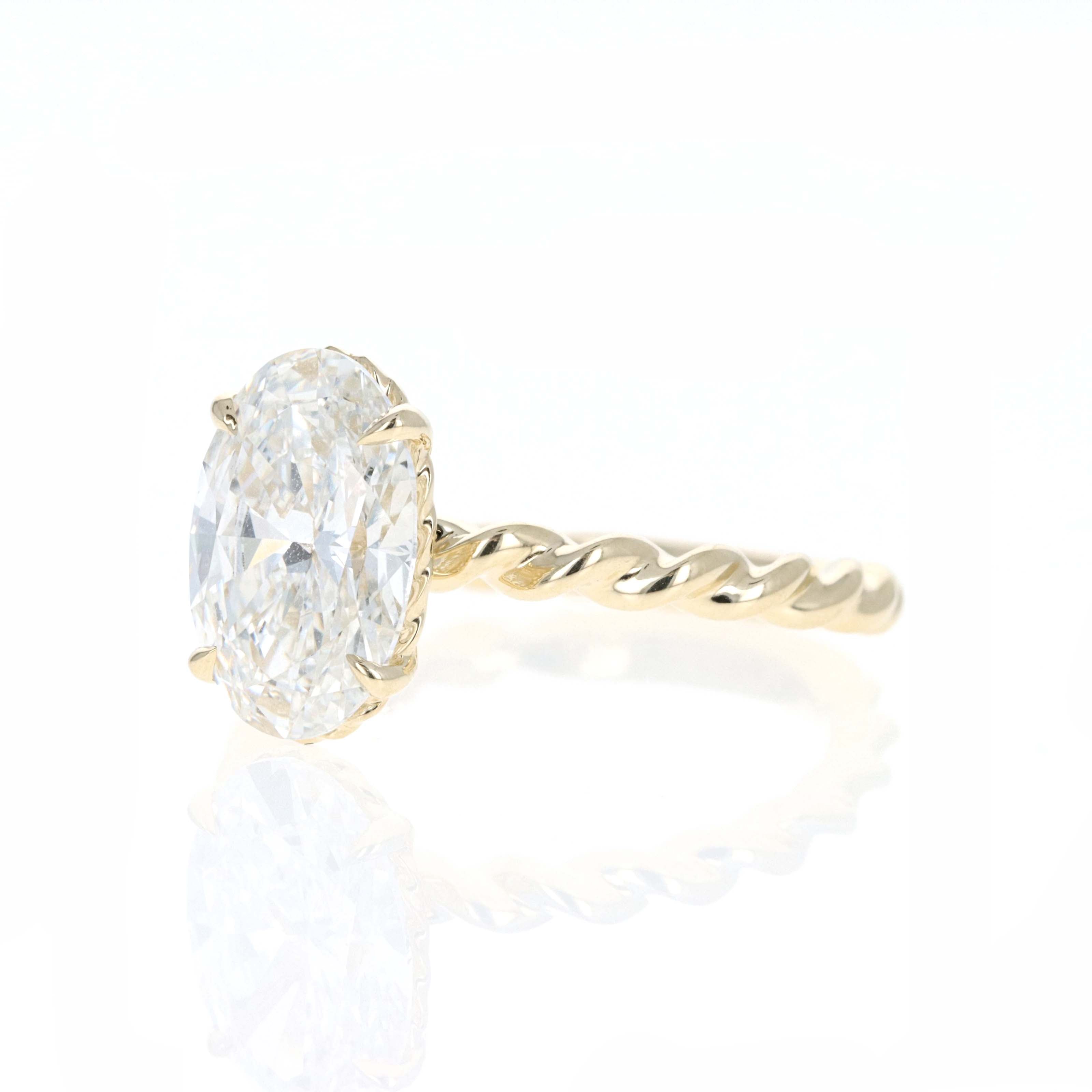 Lab Grown 3 Carat Oval Diamond Braided Engagement Ring -  Replica Handbags 