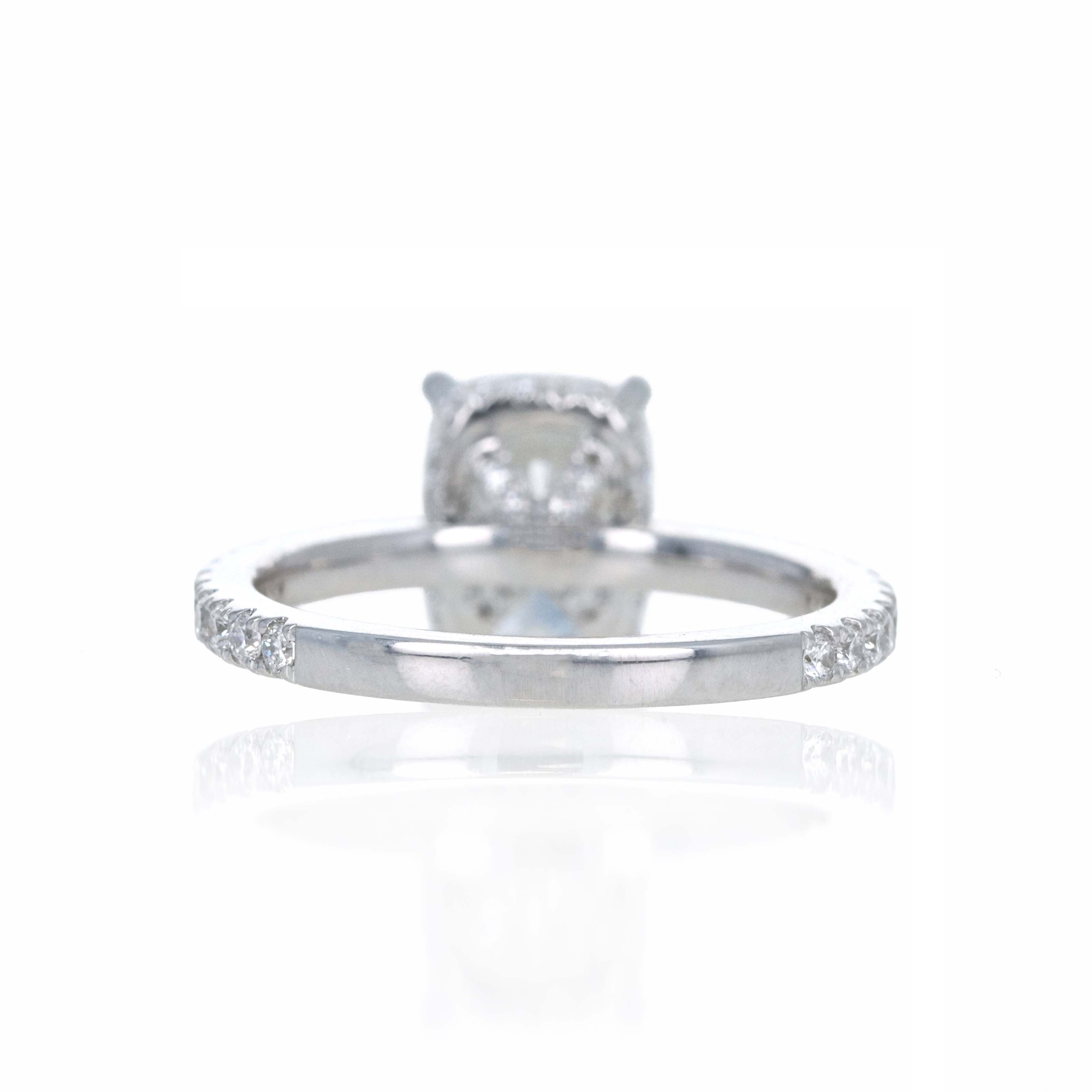 Lab Grown 2.5 Carat Cushion Diamond Accented Engagement Ring 14K White Gold
