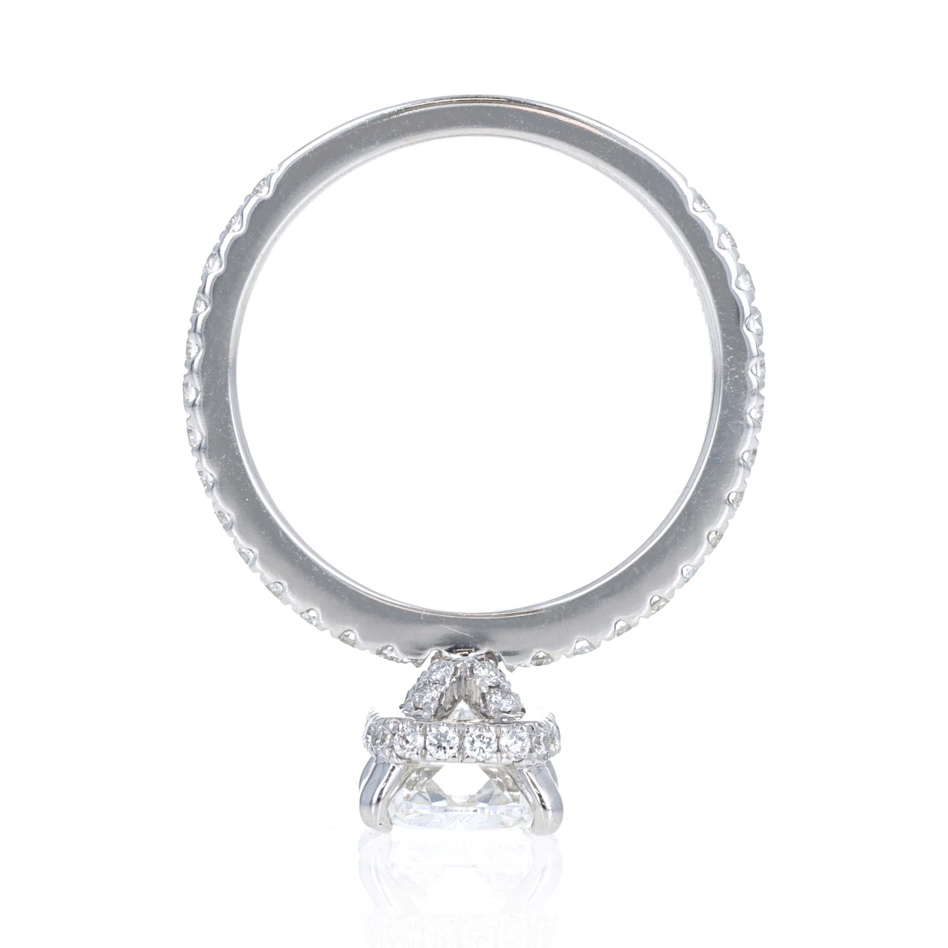 Lab Grown 2.5 Carat Cushion Diamond Accented Engagement Ring 14K White Gold