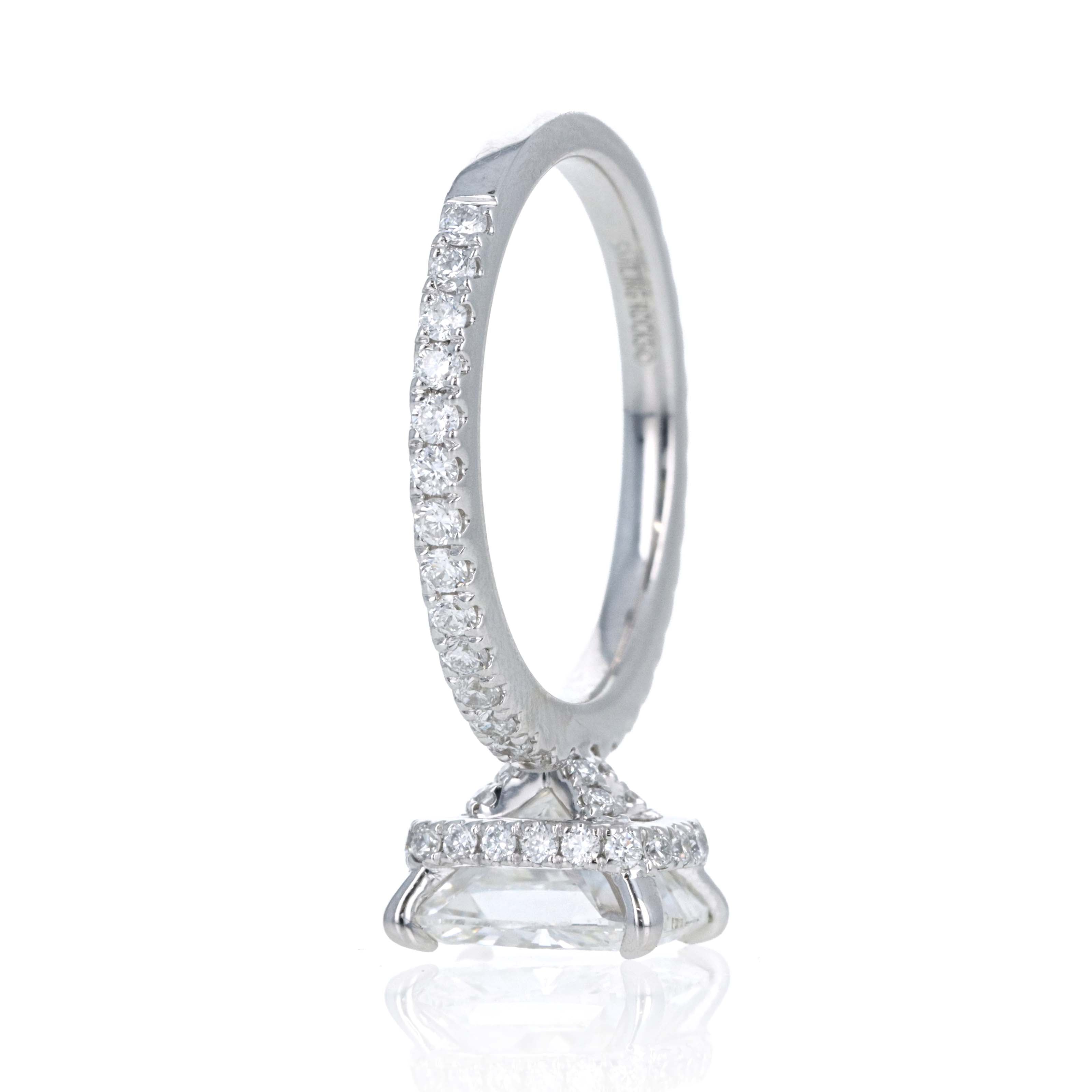 Lab Grown 2.5 Carat Cushion Diamond Accented Engagement Ring 14K White Gold