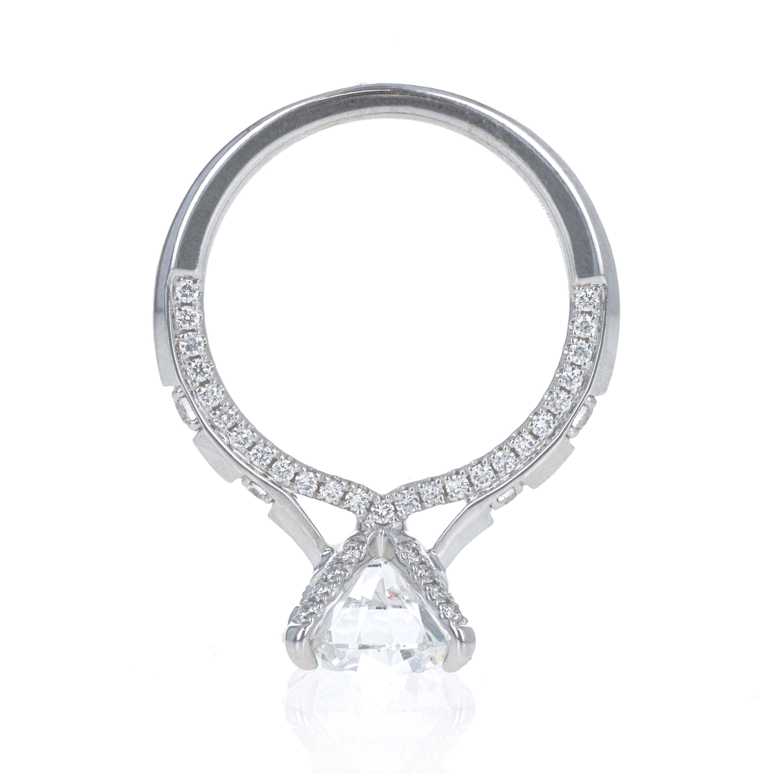 Lab Grown 3 Carat Round Diamond Accented Engagement Ring 14K White Gold