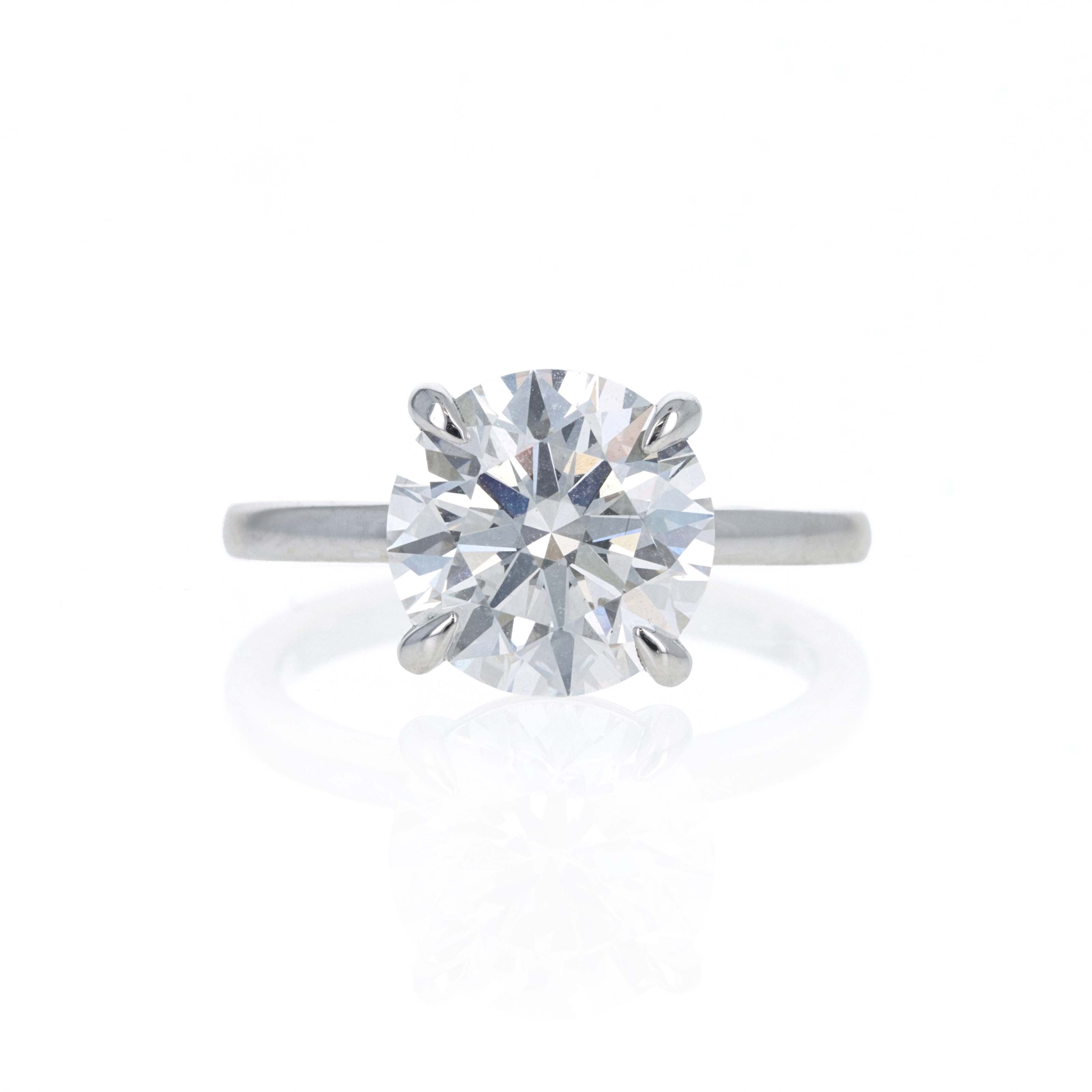Lab Grown 4 Carat Round Diamond Solitaire Engagement Ring 14K White Gold