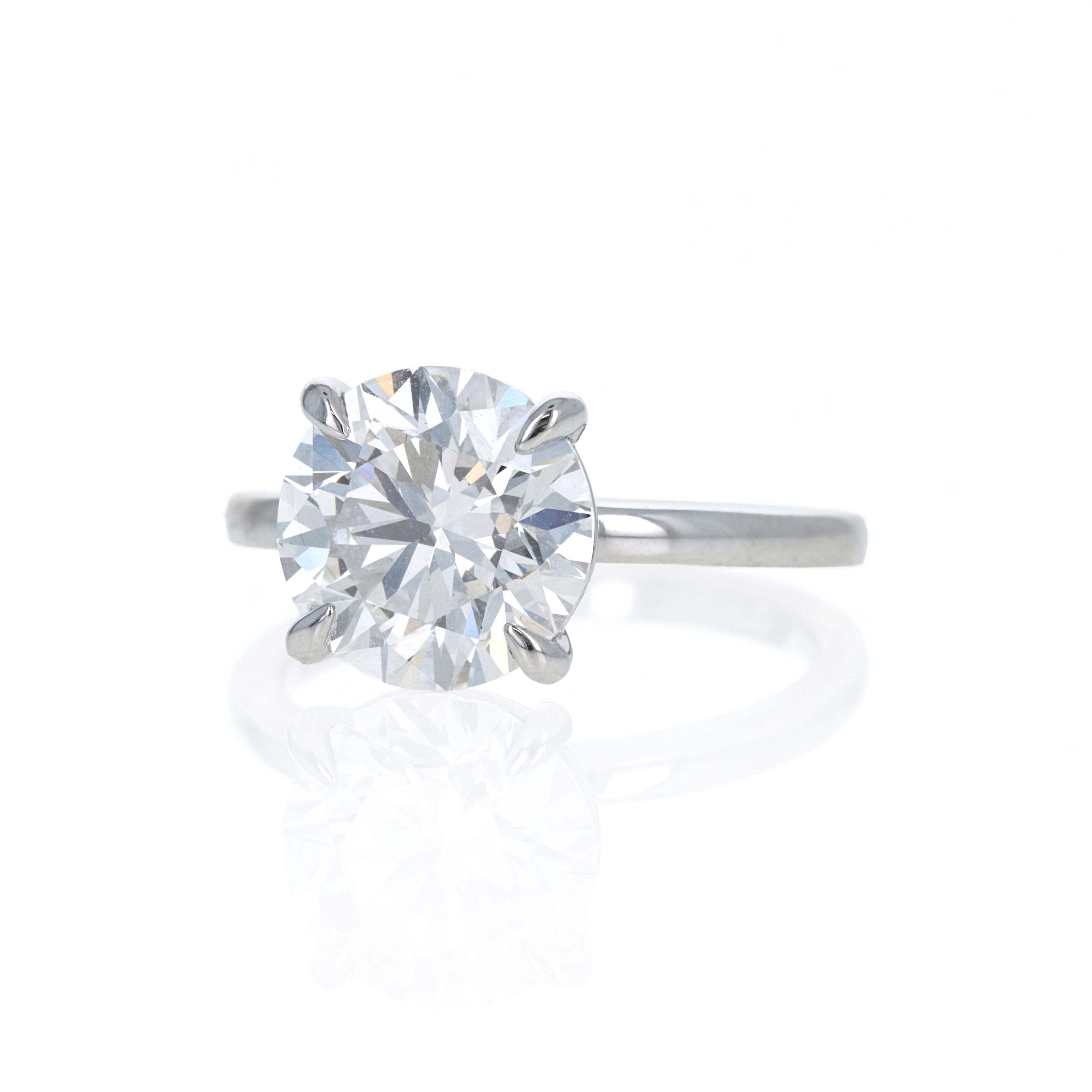 Lab Grown 4 Carat Round Diamond Solitaire Engagement Ring 14K White Gold