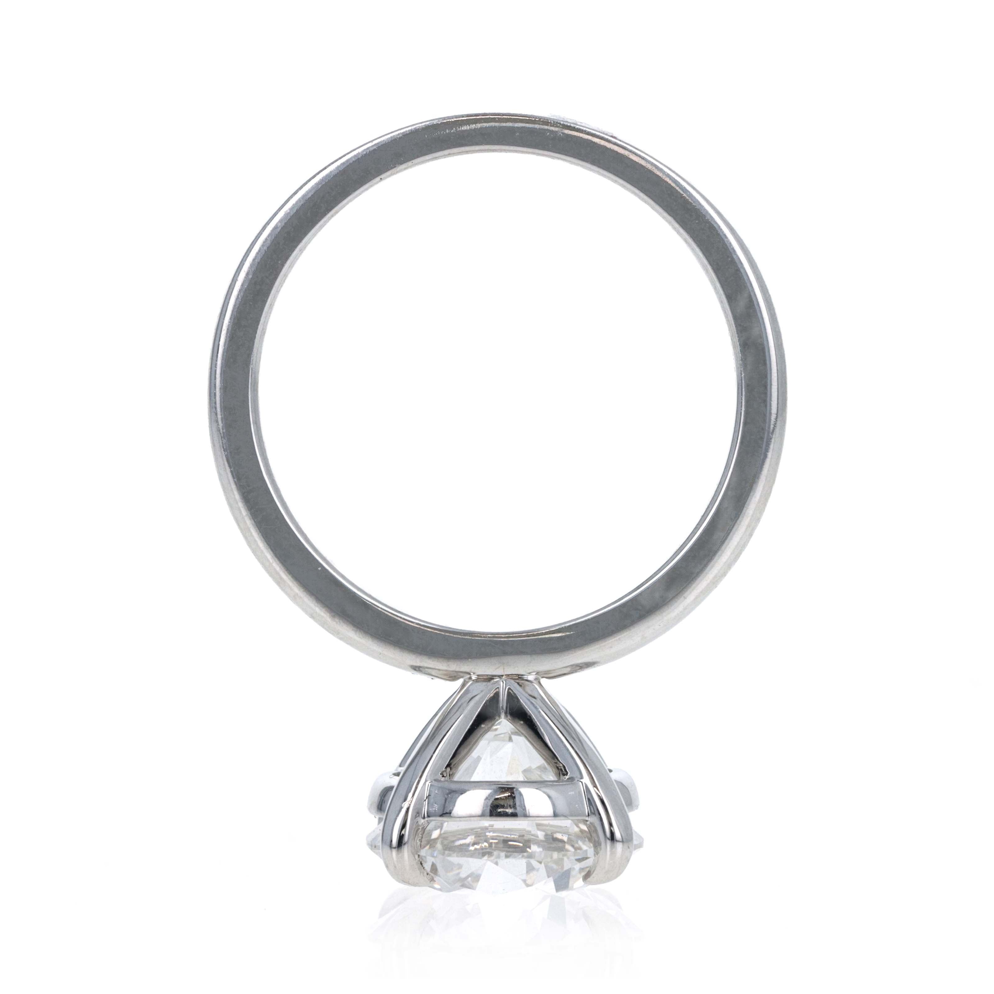 Lab Grown 4 Carat Round Diamond Solitaire Engagement Ring 14K White Gold