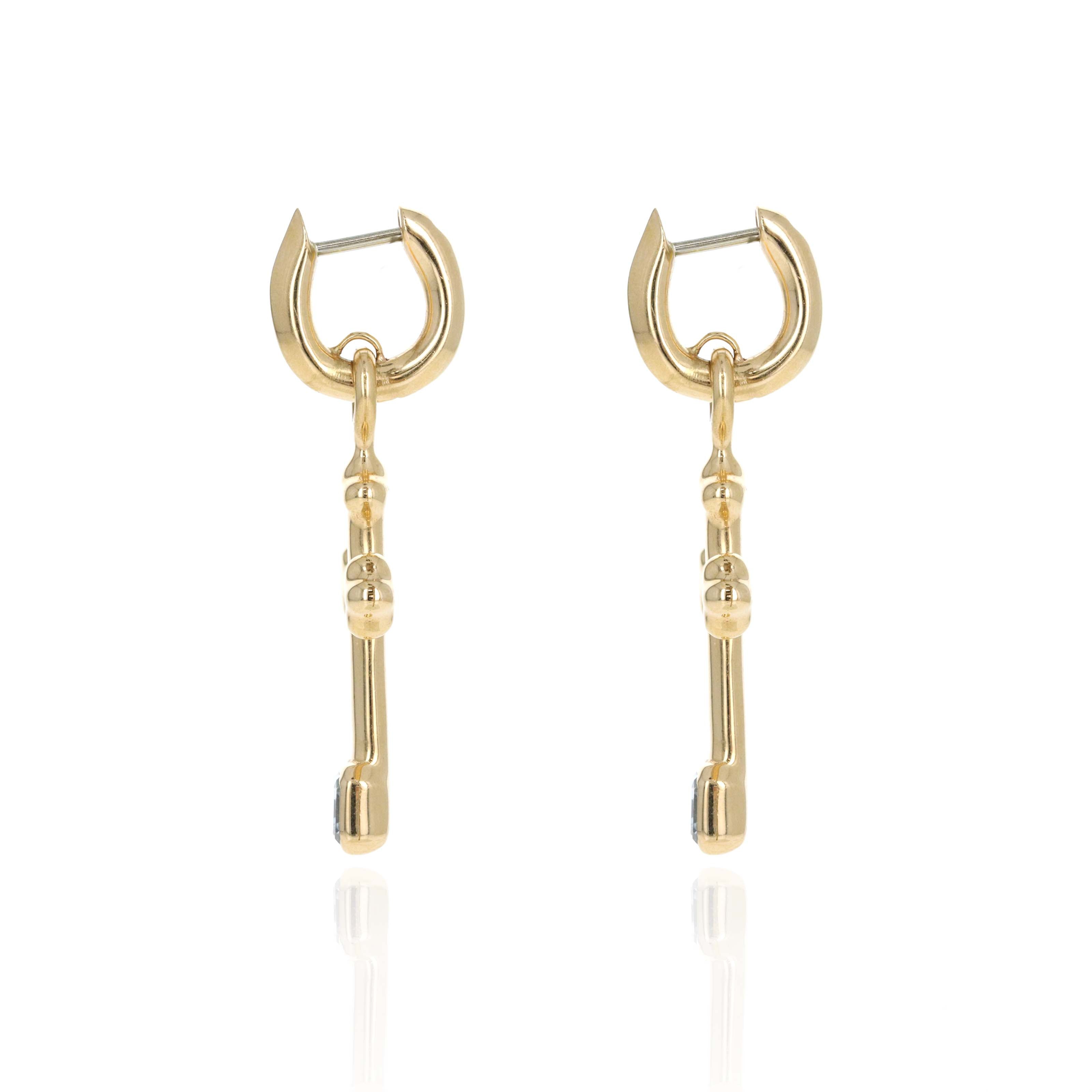 Uniform Object 18K Yellow Gold 0.72 Carat Asscher Diamond Cross Carriage Huggie Earrings - Replica Handbags