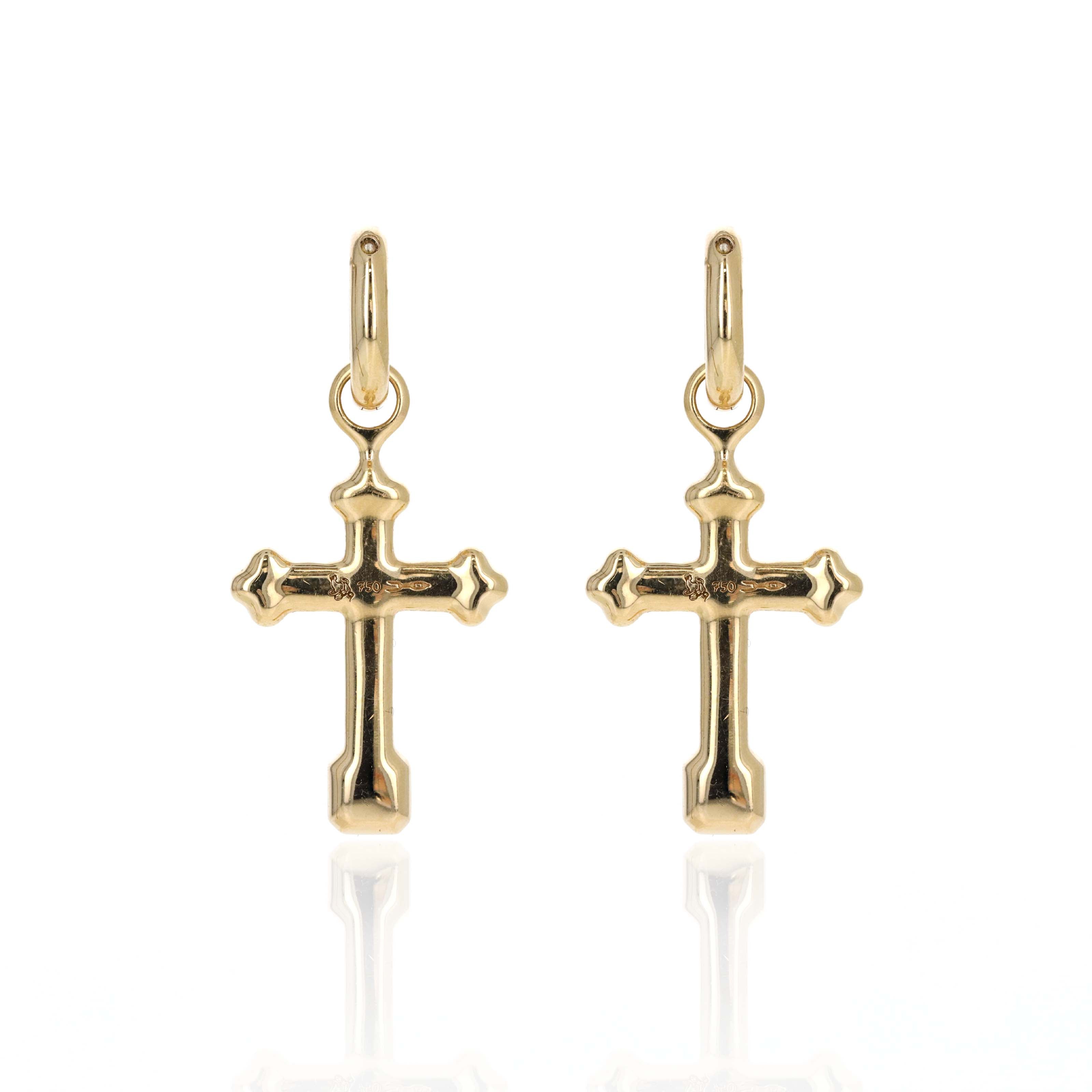 Uniform Object 18K Yellow Gold 0.72 Carat Asscher Diamond Cross Carriage Huggie Earrings - Replica Handbags