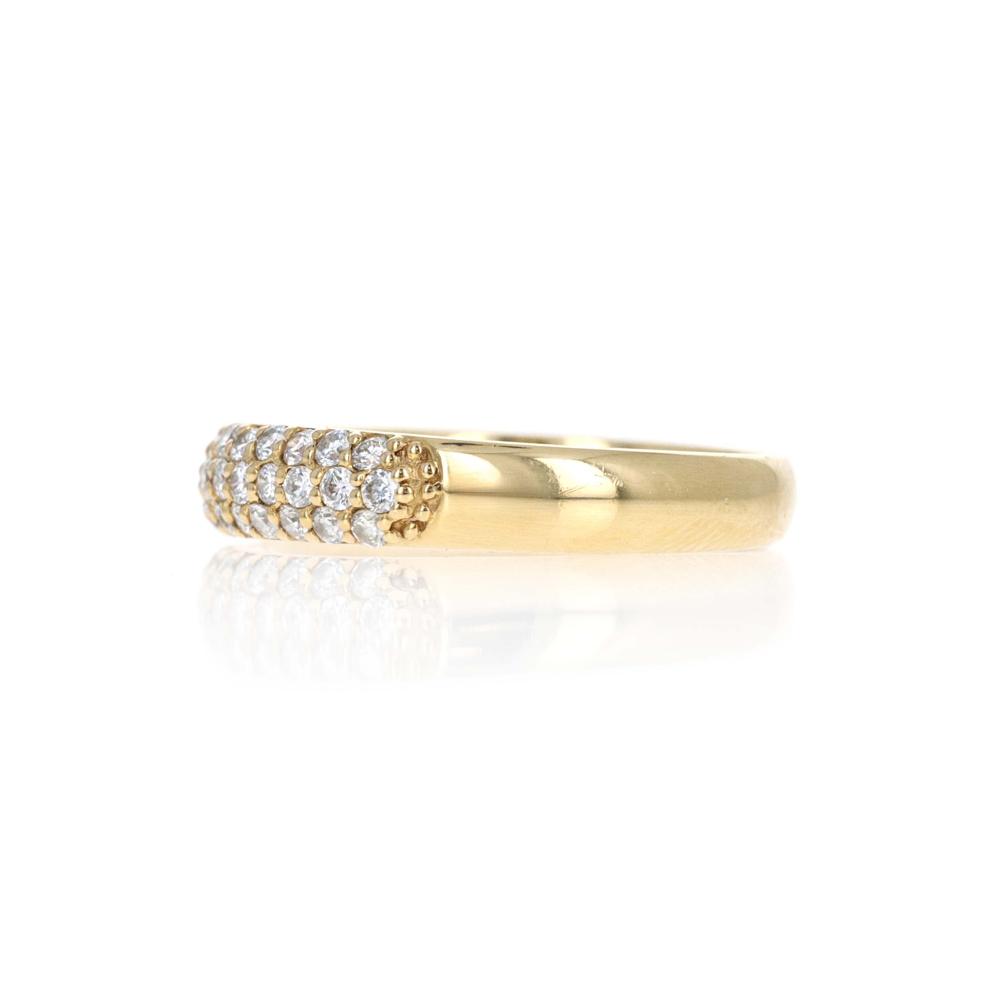 Ponte Vecchio 18K Yellow Gold 0.40 Carat Round Brilliant Diamond Pavé Ring - Replica Handbags