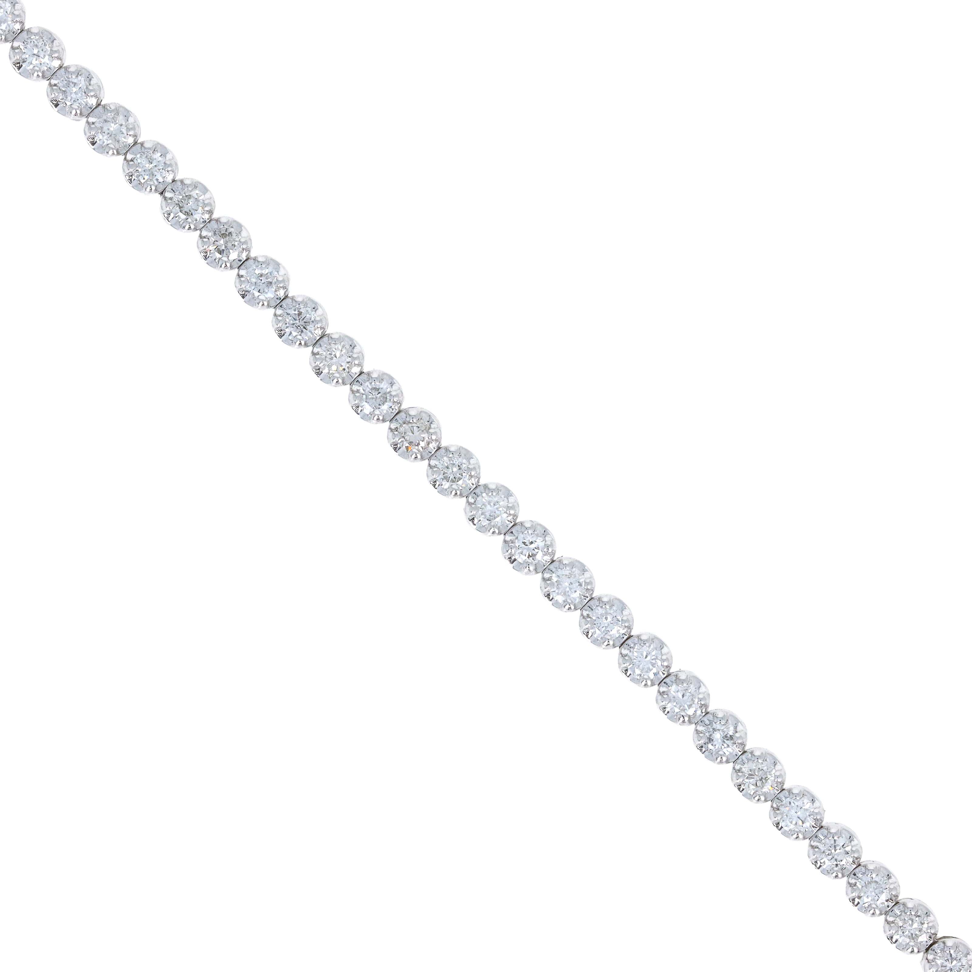 14K White Gold 1.30 Carat Round Diamond Tennis Bracelet -  Replica Handbags 