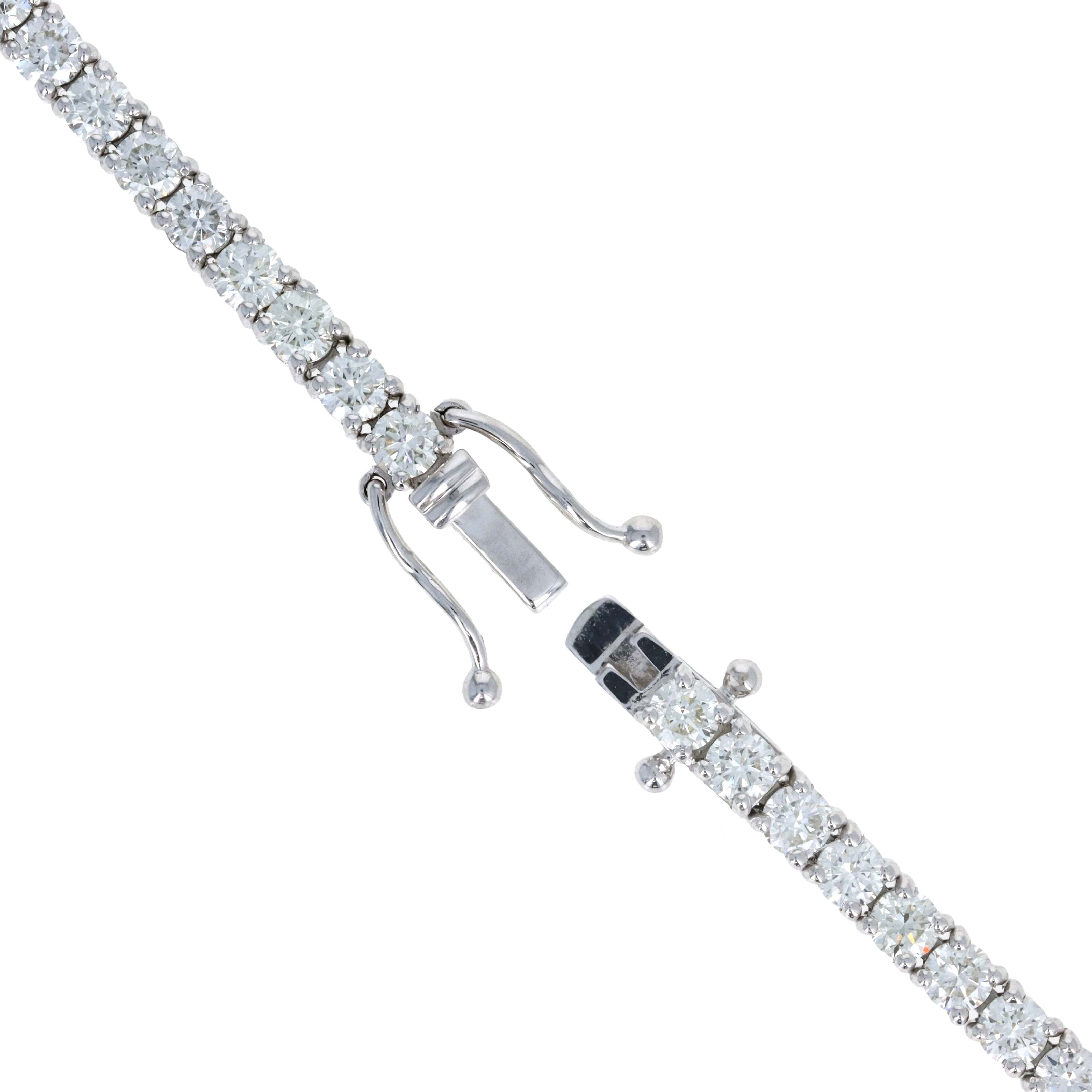 14K White Gold 5.15 Carat Round Diamond Tennis Bracelet