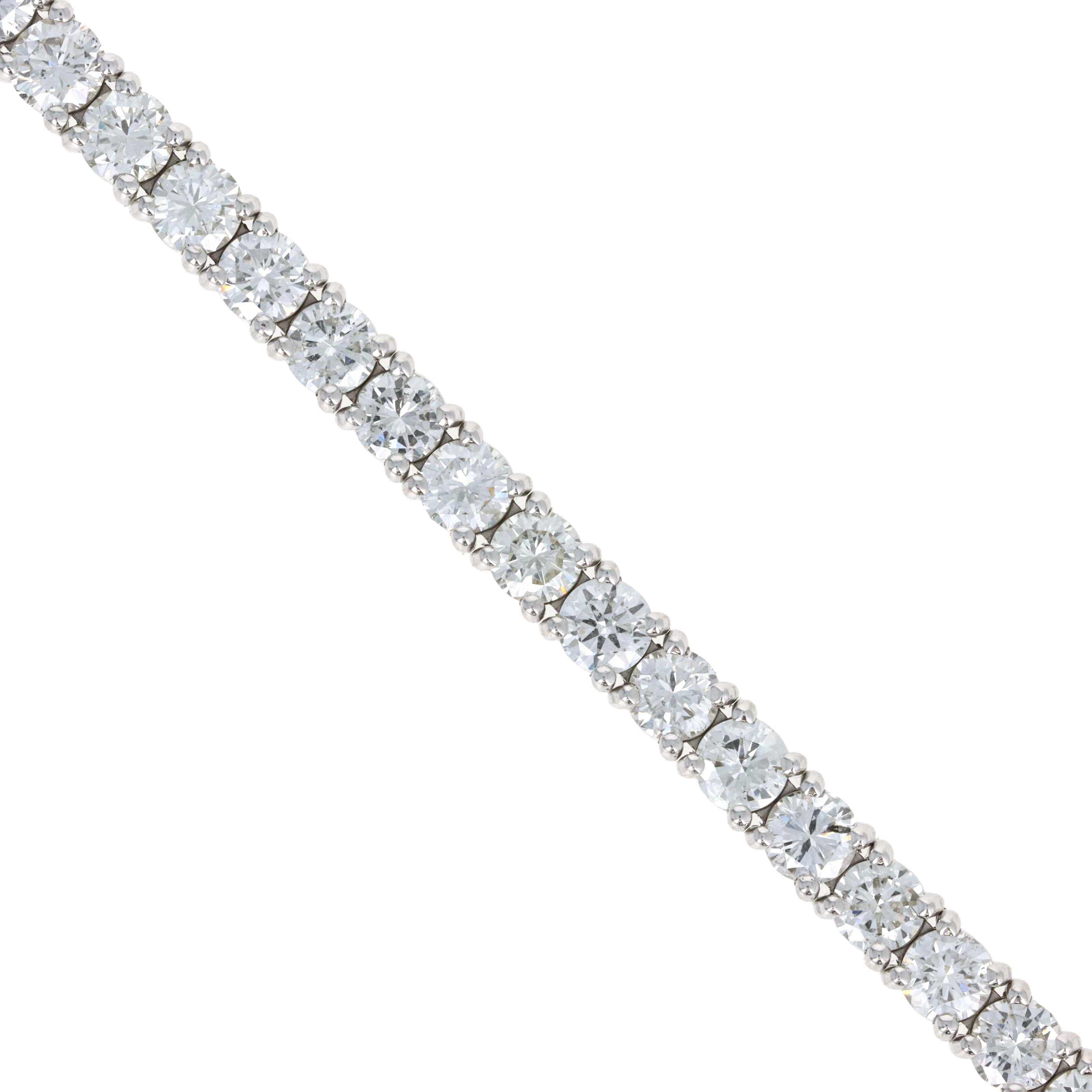 14K White Gold 9.32 Carat Round Diamond Tennis Bracelet