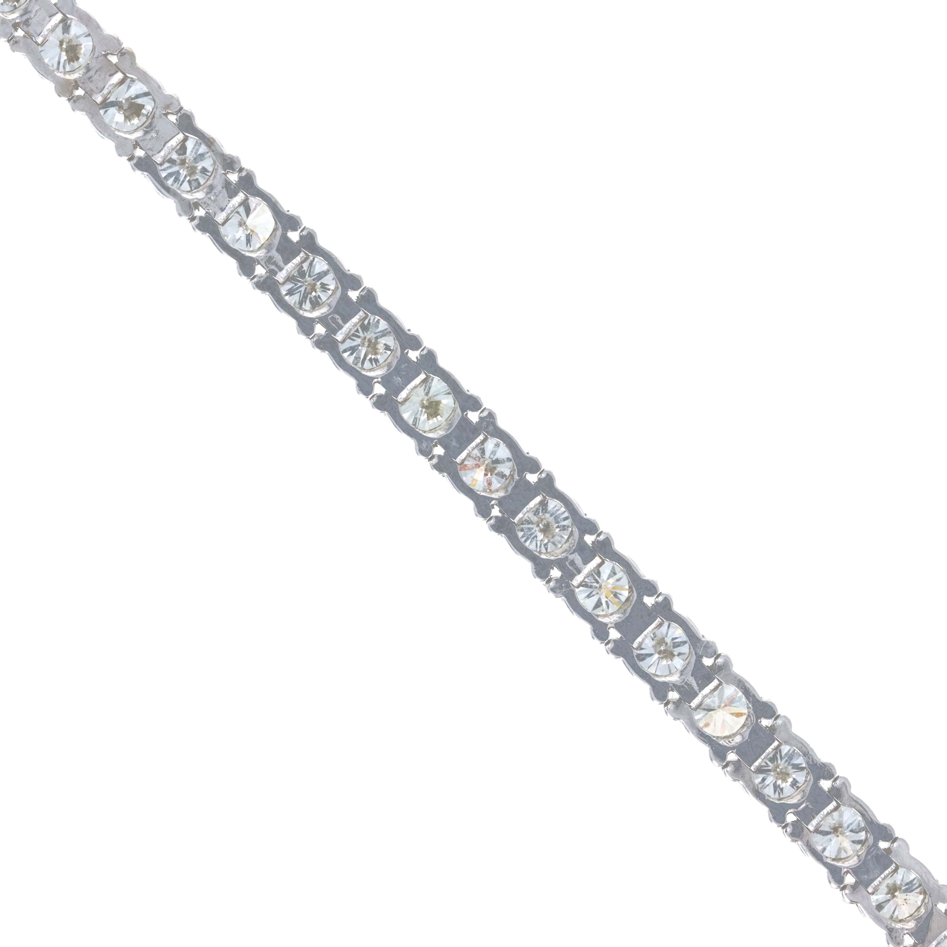 14K White Gold 9.32 Carat Round Diamond Tennis Bracelet