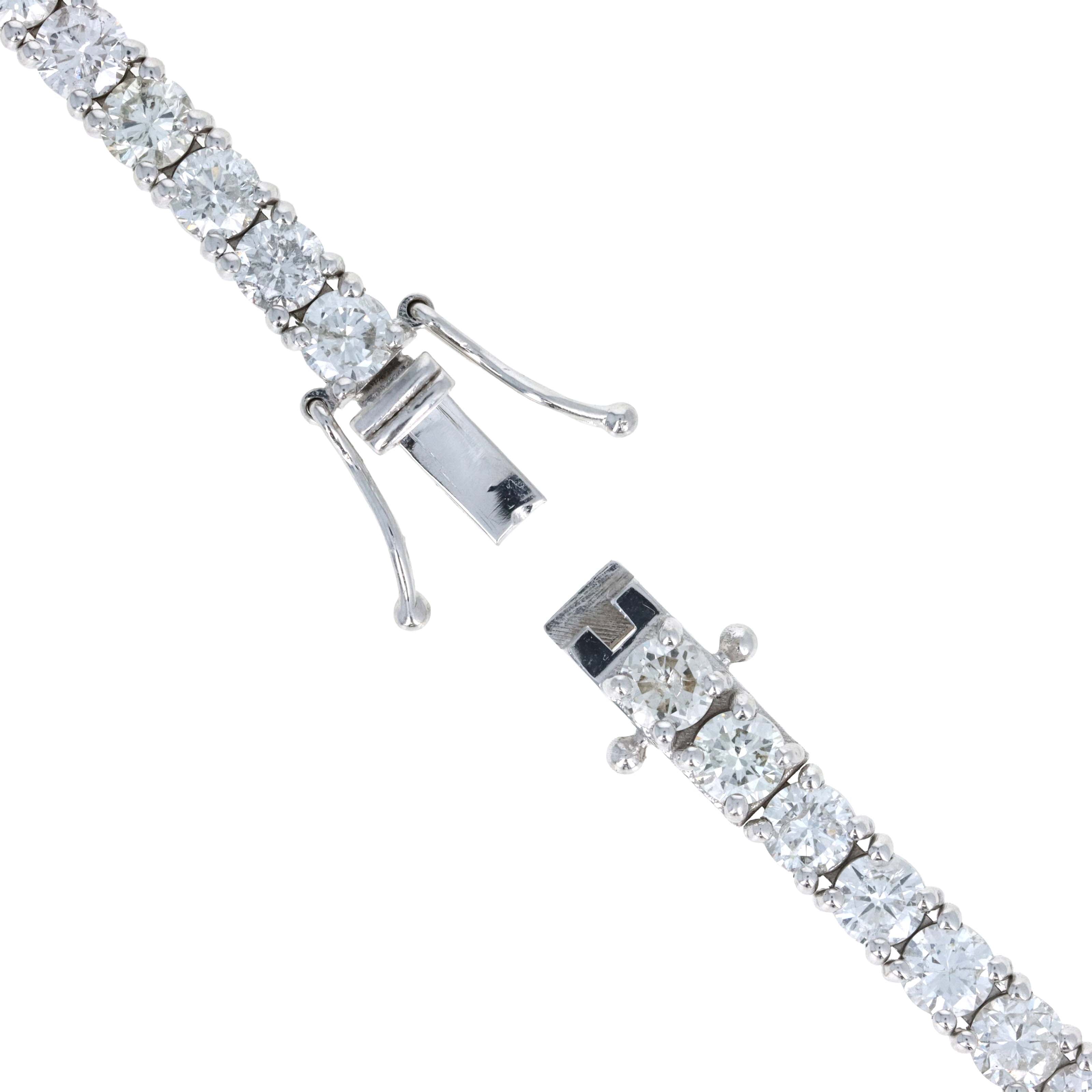 14K White Gold 9.32 Carat Round Diamond Tennis Bracelet