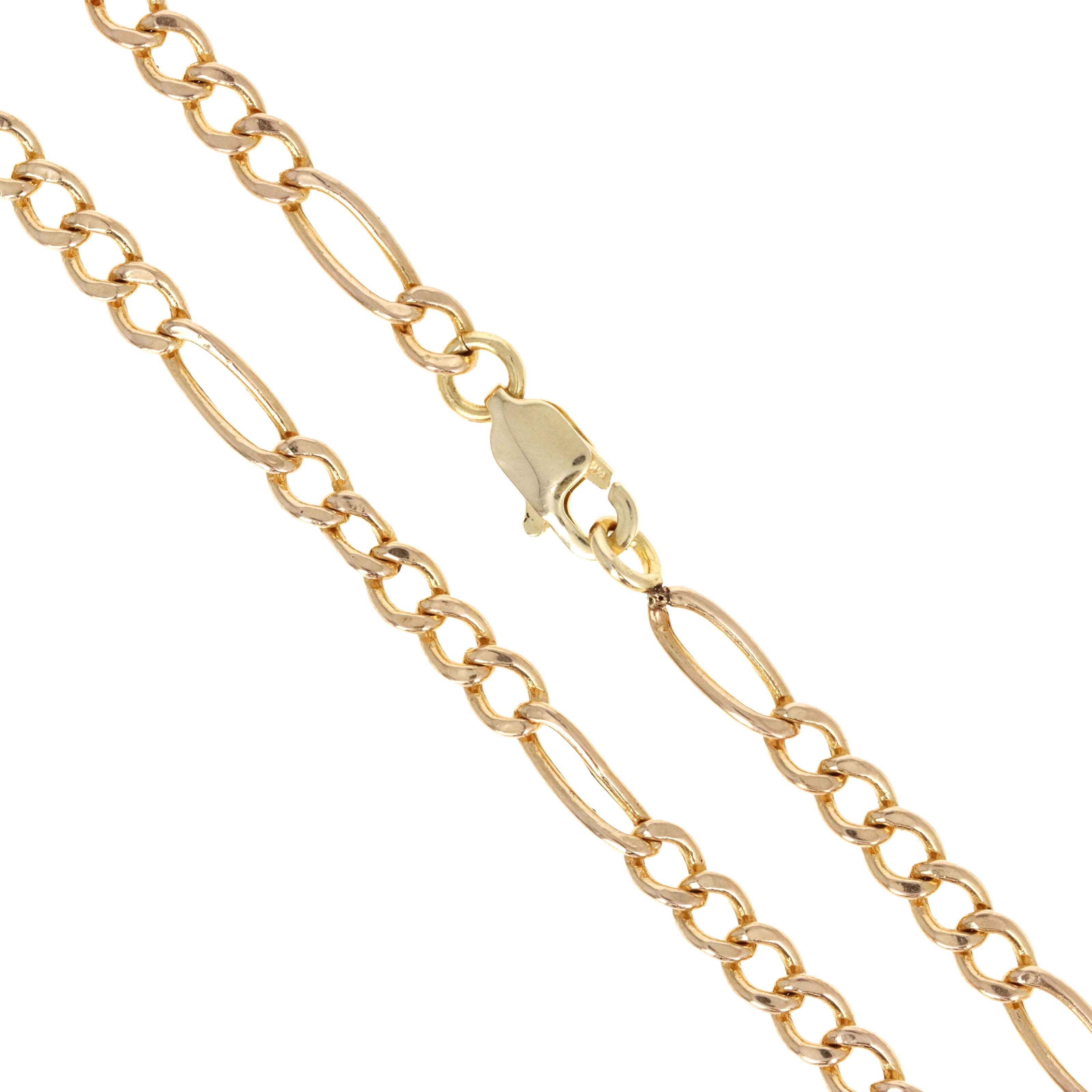 14K Yellow Gold 3mm Figaro Link Bracelet