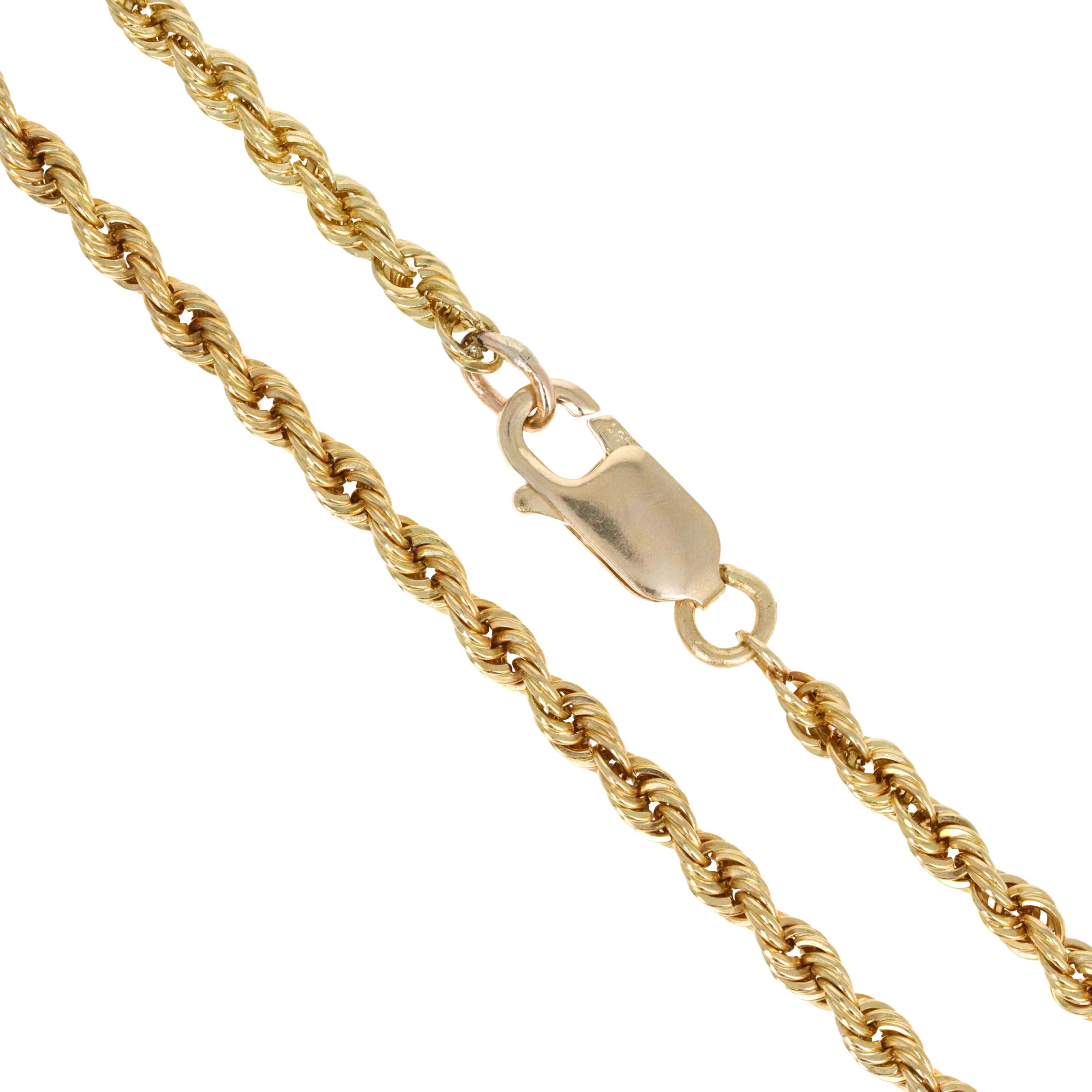 14K Yellow Gold 2.6mm Rope Chain Bracelet -  Replica Handbags 