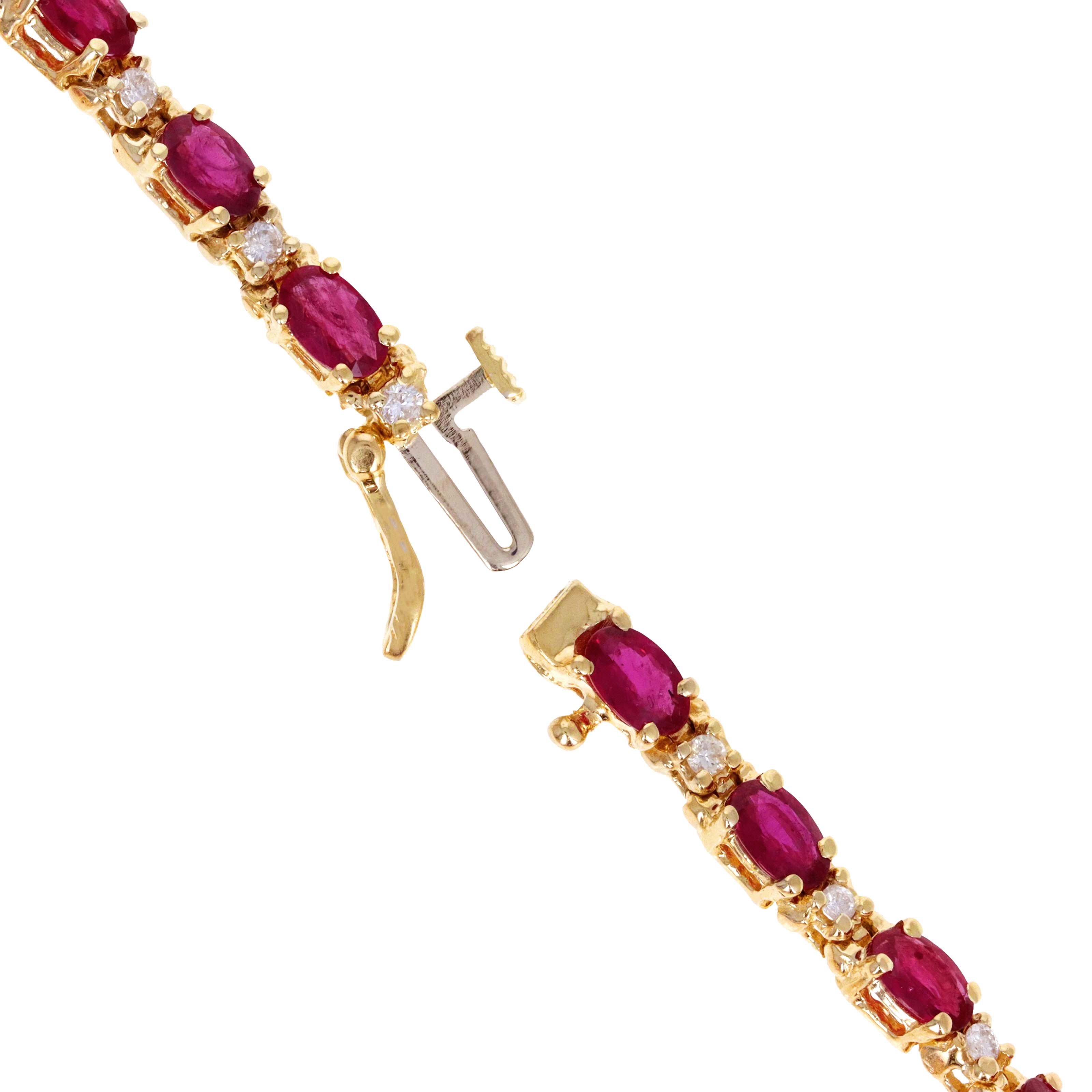 Vintage 14K Yellow Gold 4.5 Carat Ruby Diamond Tennis Bracelet -  Replica Handbags 