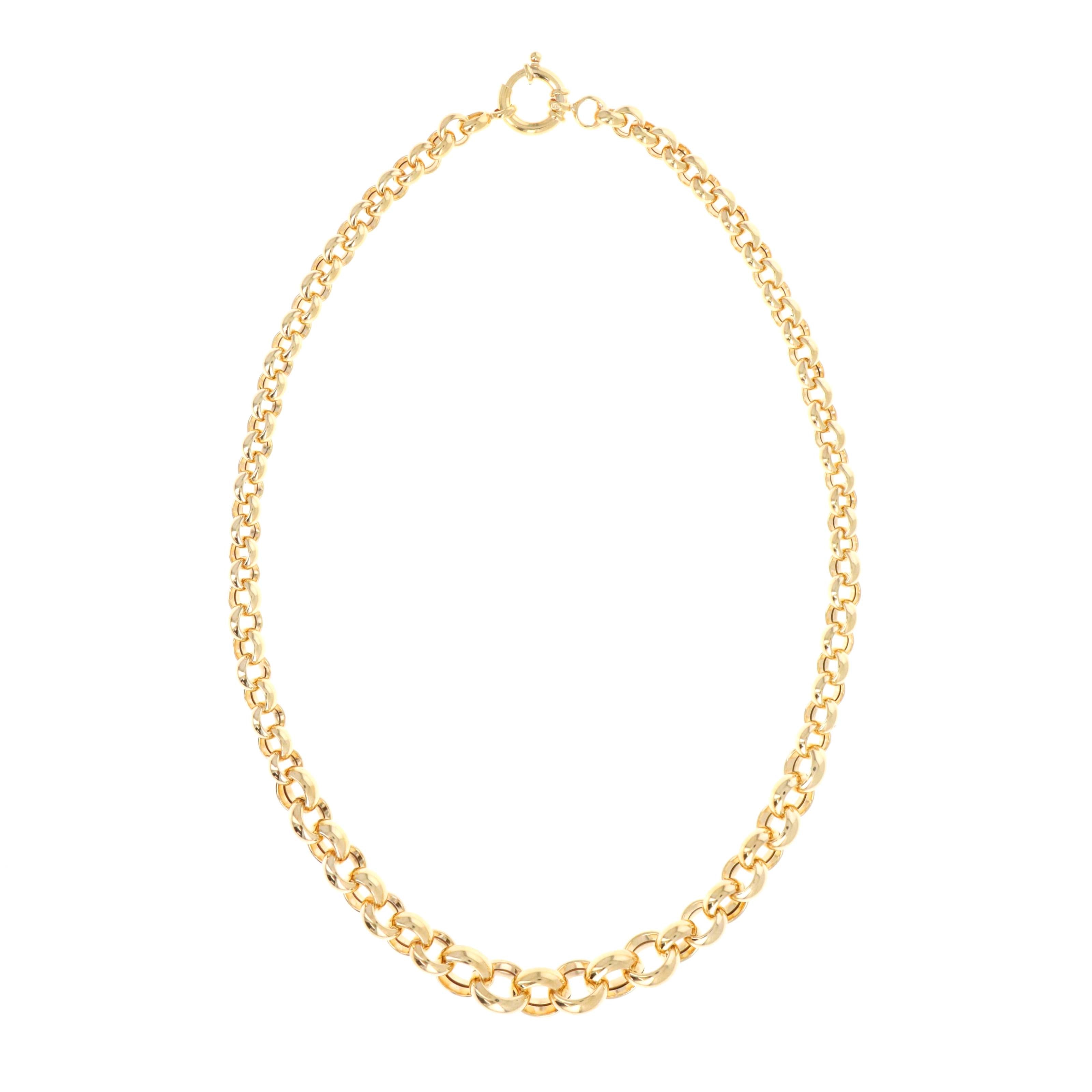 14K Yellow Gold Graduated Rolo Chain Necklace - Replica Handbags